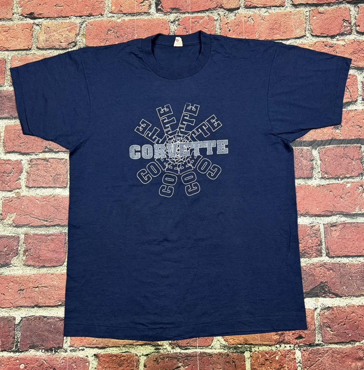 Chevrolet Vintage 80s Corvette Logo Graphic Tee Single Stitch Chevy Size US XL / EU 56 / 4 - 1 Thumbnail