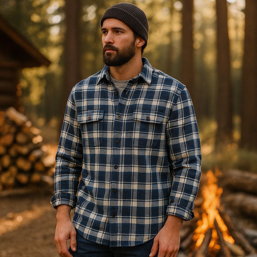 JACHS NY JACHS Men's 2XL Blue Plaid Flannel Shirt Cotton Button Down Size US XXL / EU 58 / 5 - 1 Thumbnail