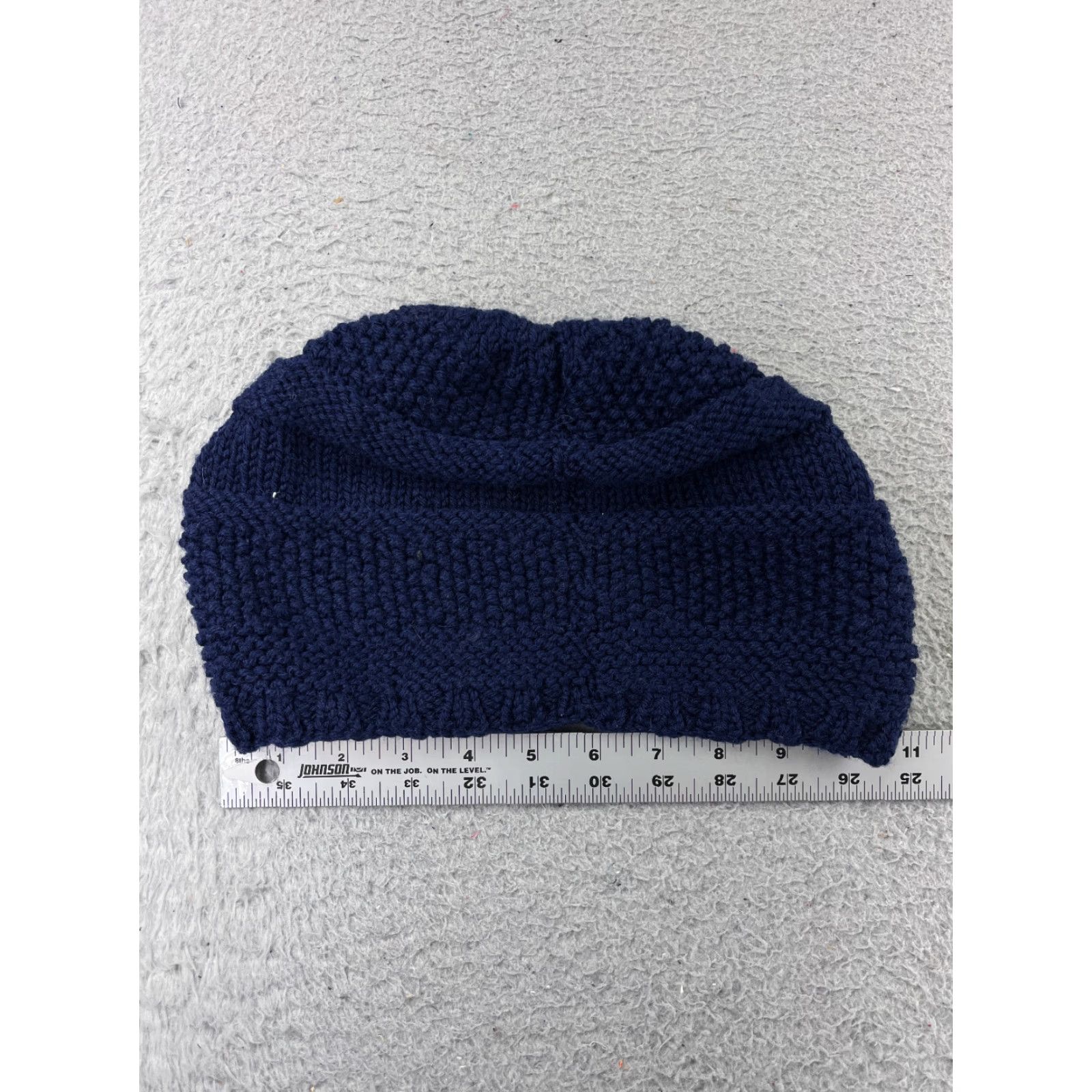 Vintage Beanie Toque Adult One Size Blue Knit Cotton Acrylic Blend Snow Winter Ski Hat/Cap Mens Beanie Blue Ski Theme 90s? Size ONE SIZE - 3 Thumbnail