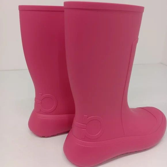 Salvatore Ferragamo Ferragamo Women's Gancini Detail Pink Rain Boots - Size 9 Size US 9 / IT 39 - 7 Thumbnail