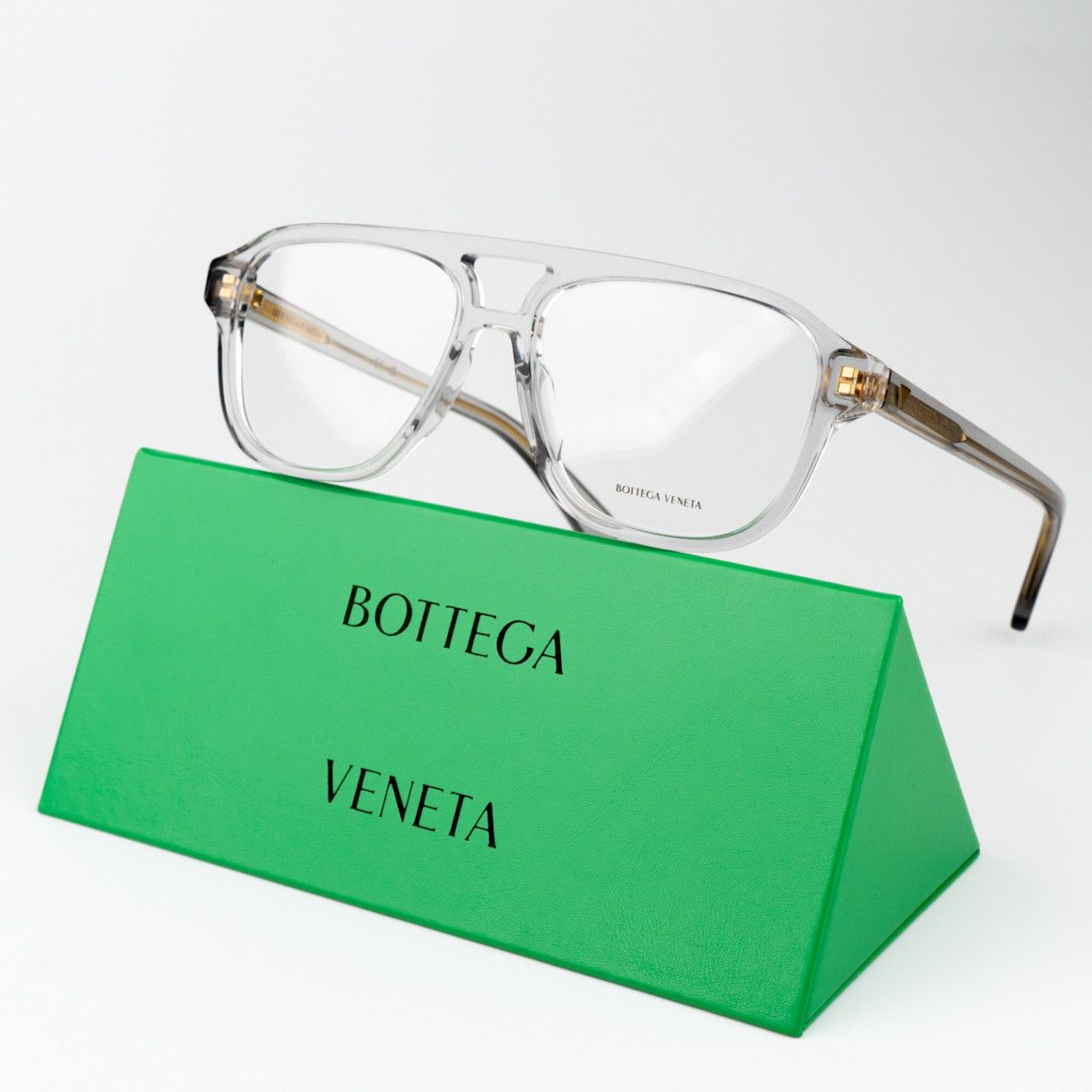 Bottega Veneta NEW Bottega Veneta BV1294O 004 Grey Pilot Unisex Eyeglasses Size ONE SIZE - 1 Thumbnail