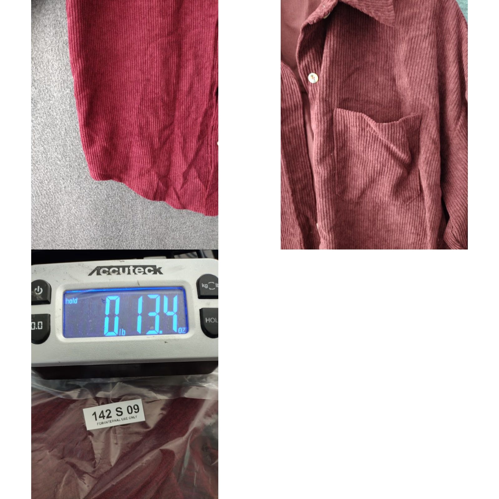 Vintage Red Wine Corduroy Button-Up Shirt Collared, 100% Cotton, M, Women, Long Sleeve, Solid, Vintage No, Casual, Lightweight Heavyweight? Size M / US 6-8 / IT 42-44 - 8 Thumbnail