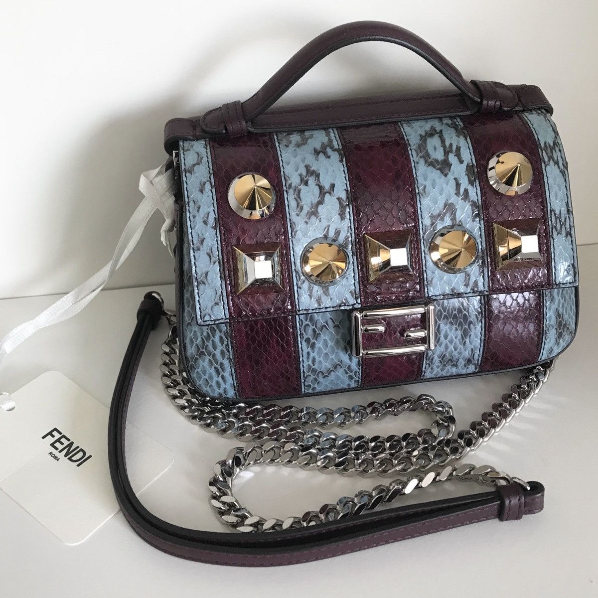 Fendi Fendi Python burgundy double baguette crossbody Size ONE SIZE - 1 Thumbnail