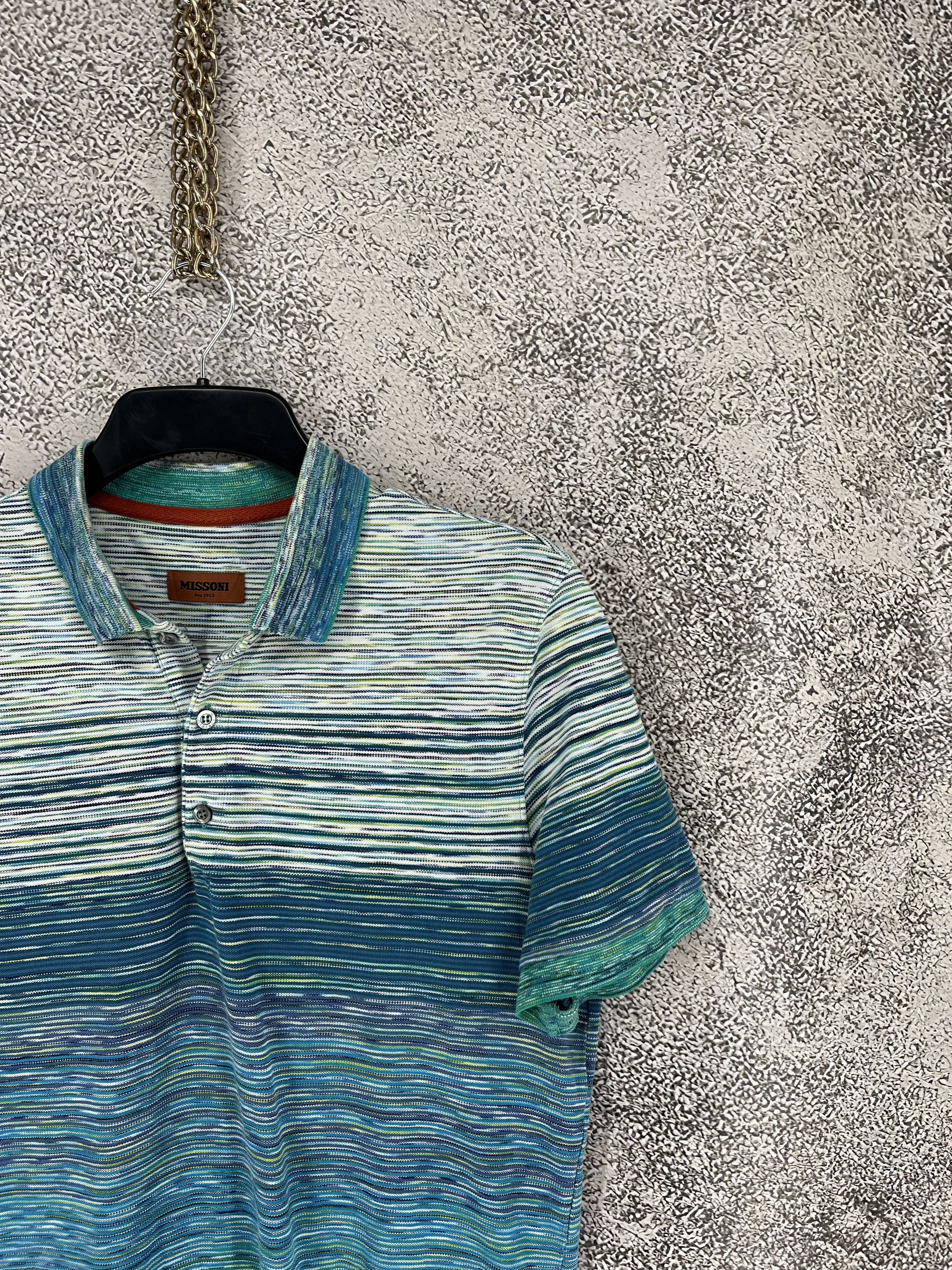 Missoni Rare Missoni Signature Blue Stripe Crewneck Tee Size-M Size US M / EU 48-50 / 2 - 5 Thumbnail