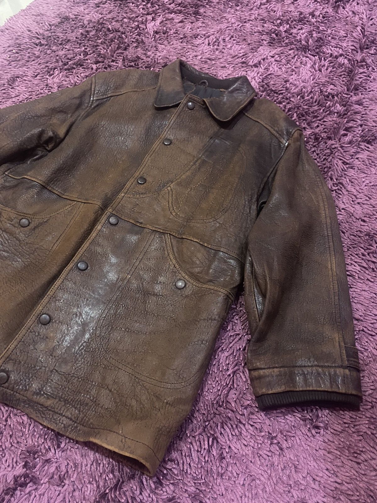 Japanese Brand × Vintage Vintage BA-TSU JAPAN Leather Parka Jacket Size US M / EU 48-50 / 2 - 5 Thumbnail