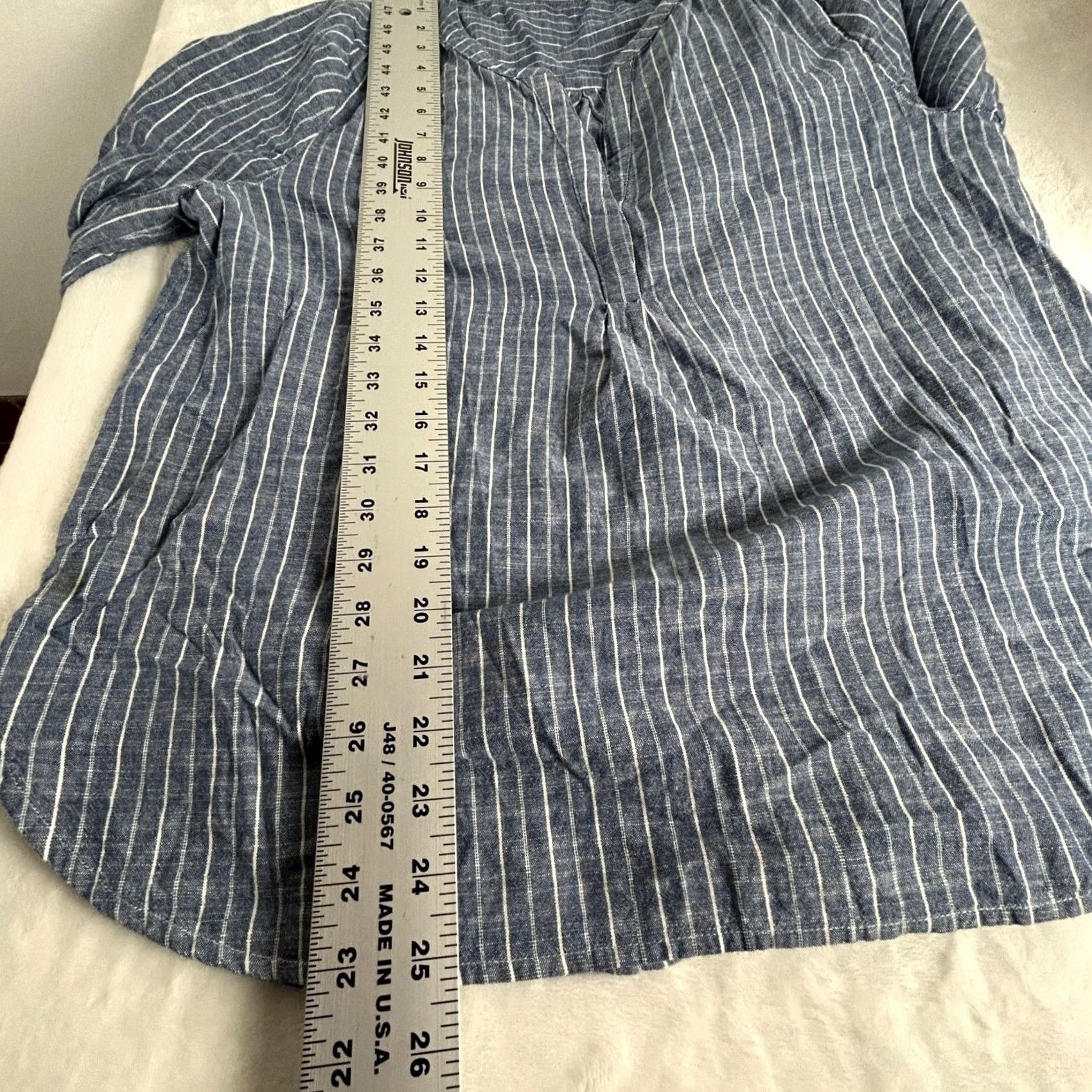 Joie Joie Blouse Medium Blue & White Striped Cotton Long Sleeve Popover Top Womens Size M / US 6-8 / IT 42-44 - 7 Thumbnail