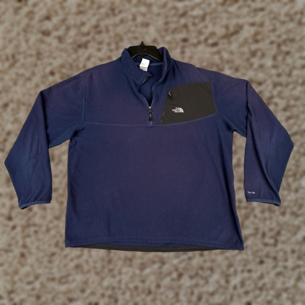 The North Face The North Face Sweater Men's XL Blue 1/4 Zip Mock Neck Polyester TKA100 Pullover Casual, Travel, Workwear Mens Size US XL / EU 56 / 4 - 1 Thumbnail