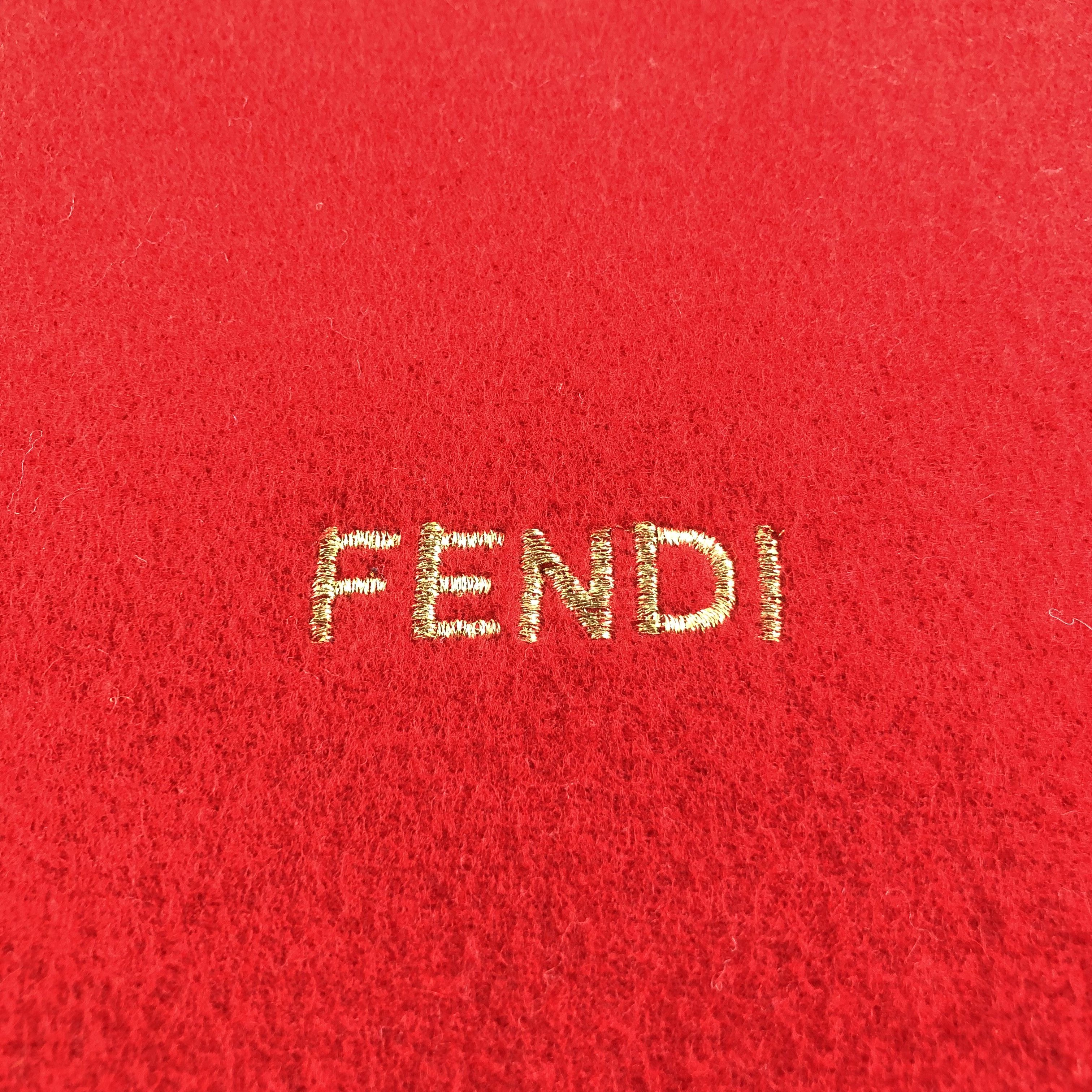 Fendi Fendi Plain Red Wool Scarf Muffler Wrap V1750 Size ONE SIZE - 4 Thumbnail