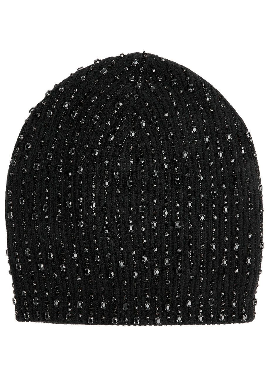 o1orln1025 Size: OS / Crystal Beanie Hat / Cap in Black