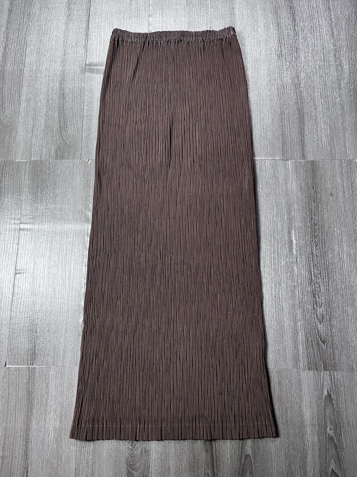 1990s Issey Miyake Pleated Maxi Skirt in Brown, Women's (Size 30) — image 2 of 5