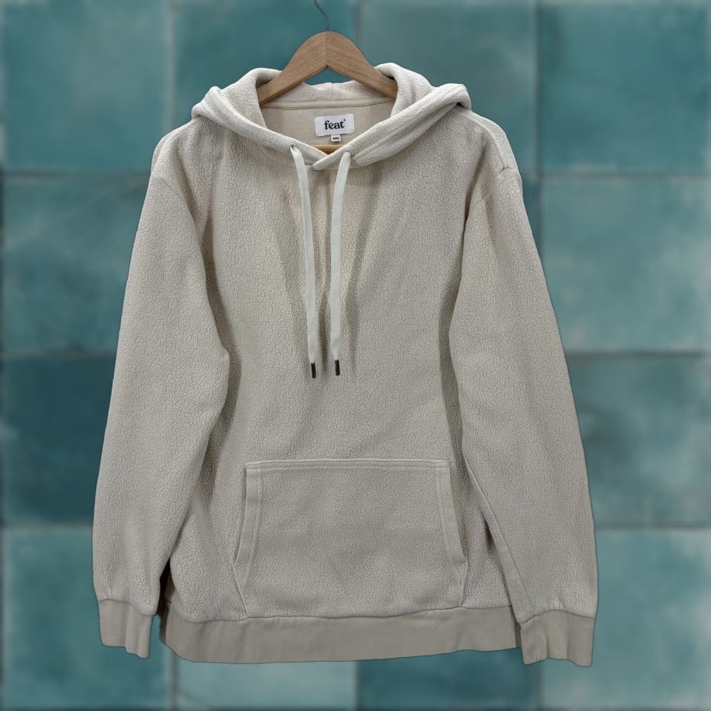 KangaROOS feat Hoodie Mens M Oatmilk Beige Knit Fleece Kangaroo Pocket Pullover Crew Neck Heavyweight Size US M / EU 48-50 / 2 - 1 Thumbnail