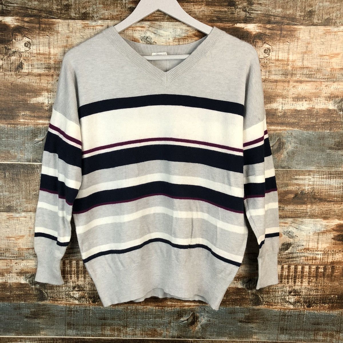 Homespun Knitwear × Japanese Brand × Solid and Striped Cinema Club Grey stripe Knitwear #A1543 Size L / US 10 / IT 46 - 3 Thumbnail
