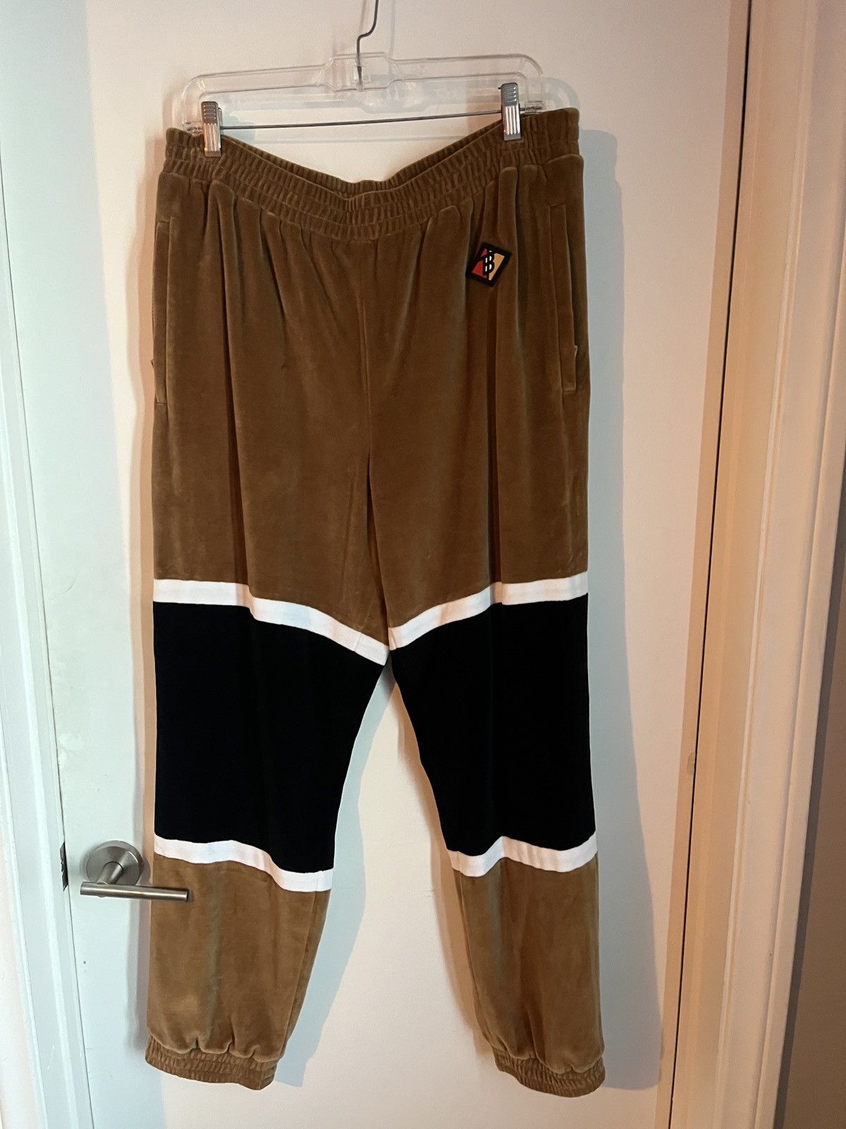 Burberry Burberry Cotton-Blend Velour Track Pants Color-Block Large Size US 36 / EU 52 - 1 Thumbnail