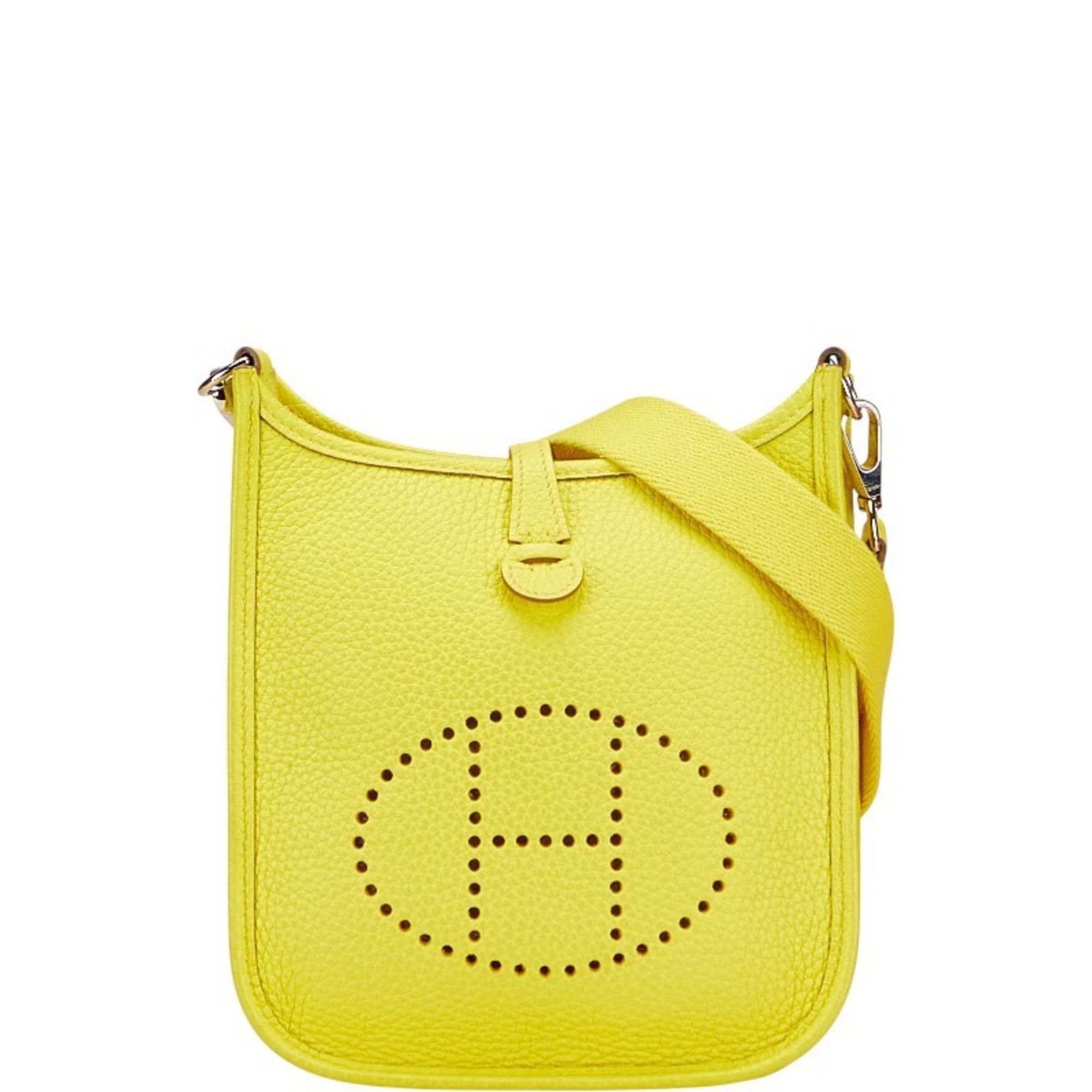 Hermes Hermes Hermès Evelyn TPM Shoulder Bag in Lime with Silver Hardware and Taurillon Clemence Leather, Women's Size ONE SIZE - 1 Thumbnail