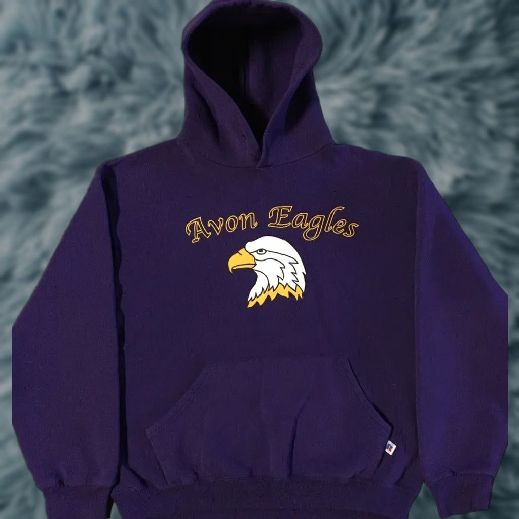 Russell Athletic VINTAGE Russell Athletic Avon Eagles Hoodie Shirt Mens S Purple 90s Army School Track Pullover Distressed Vintage (Bleach) Size US S / EU 44-46 / 1 - 1 Thumbnail