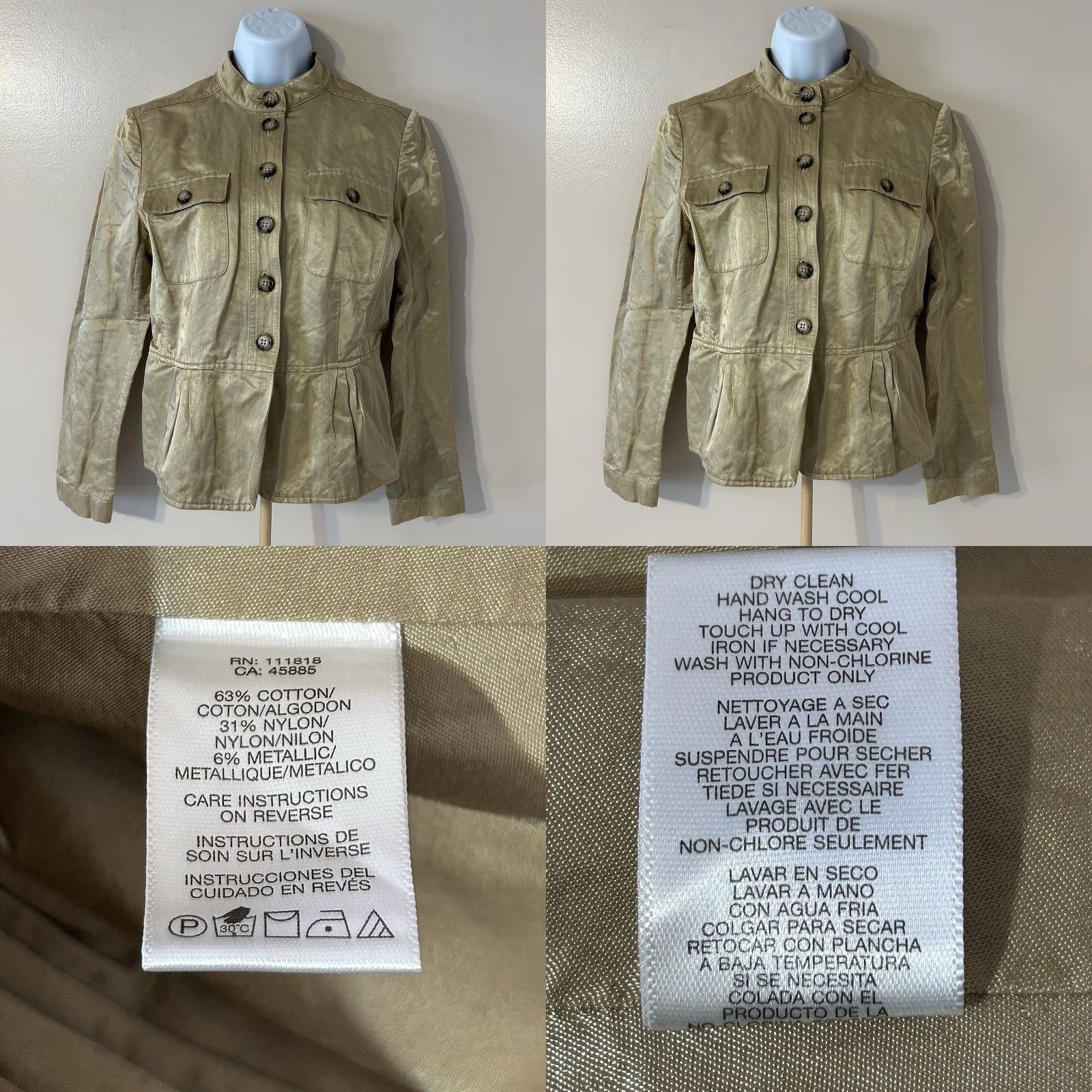 Michael Kors VINTAGE Michael Kors Jacket Women M Gold Button Up Pockets Casual Party/Cocktail Workwear Size M / US 6-8 / IT 42-44 - 8 Thumbnail