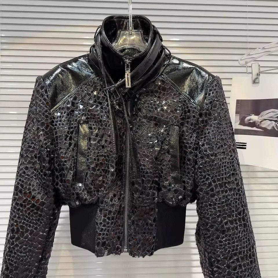 Other Designer Punk Patent PU Leather Glossy Trendy Y2k Jacket Size L / US 10 / IT 46 - 3 Thumbnail
