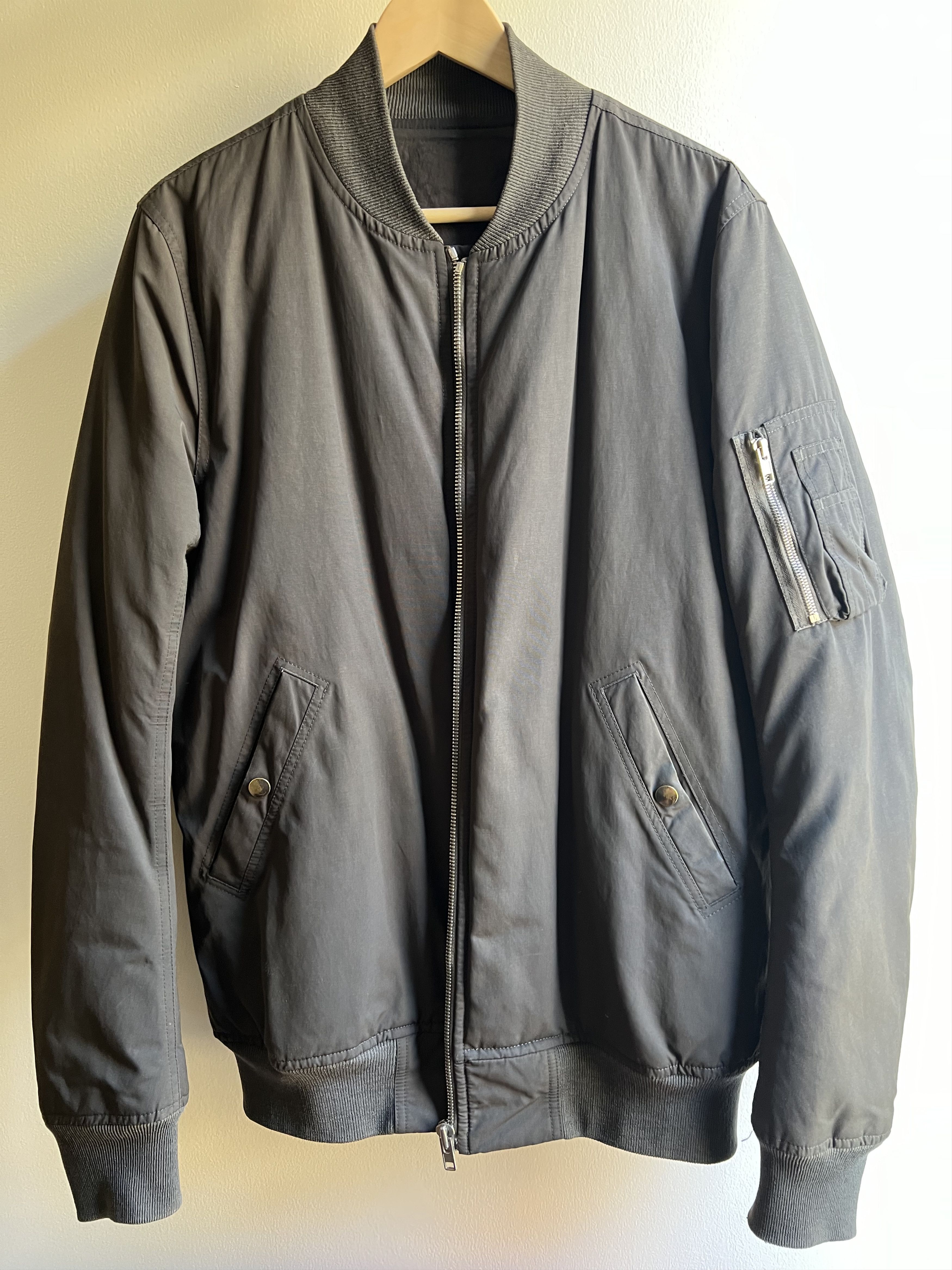 Pre-owned Rick Owens Size 52 Fw14 Down Bomber In Dark Dust