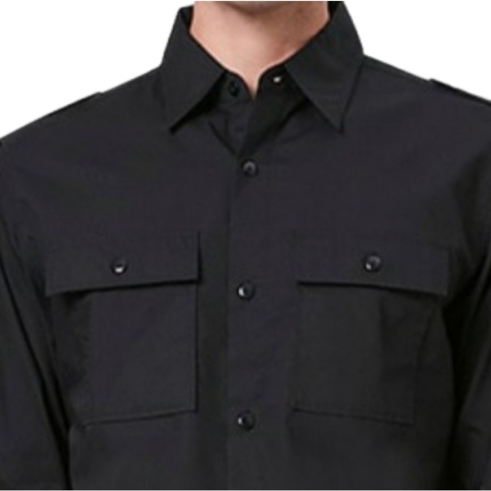 Other BLACK ☆ FRONT FLAP POCKET ☆ EPILET SHOULDER SHIRT ☆ XL Size US XL / EU 56 / 4 - 2 Thumbnail