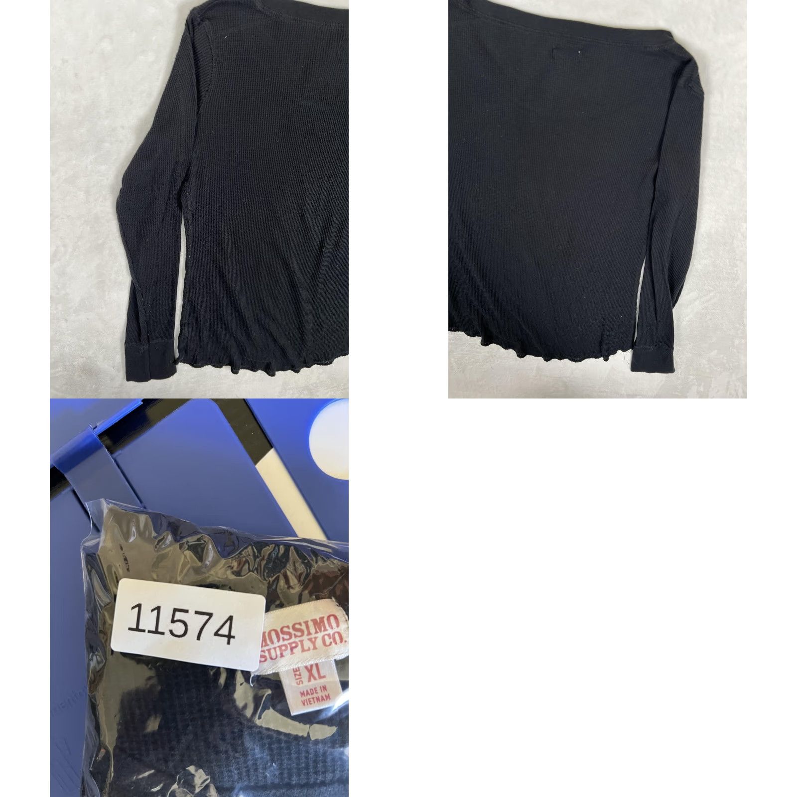 Mossimo Mossimo Supply Co. Shirt Womens XL Black Waffle Knit Long Sleeve Top Thermal Y2K Size XL / US 12-14 / IT 48-50 - 8 Thumbnail