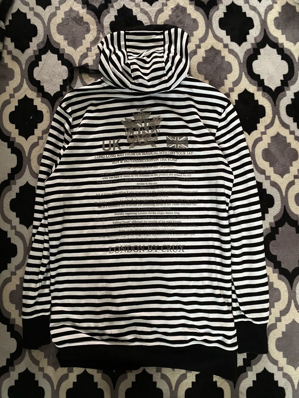 If Six Was Nine × Japanese Brand × Le Grande Bleu (L.G.B.) London crux poem striped hoodie Size US L / EU 52-54 / 3 - 2 Thumbnail