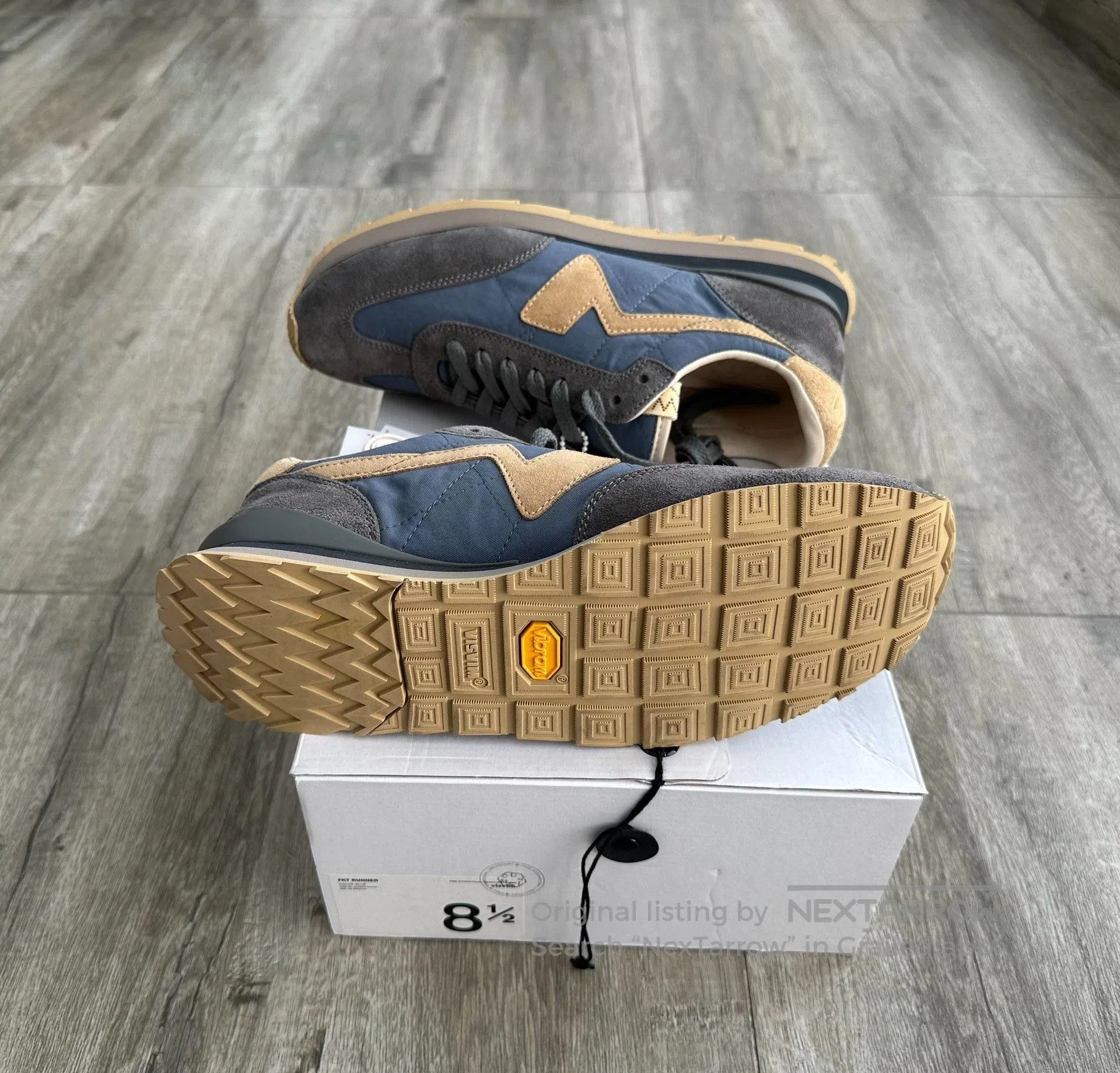visvim fkt runner blue italian leather sneakers.