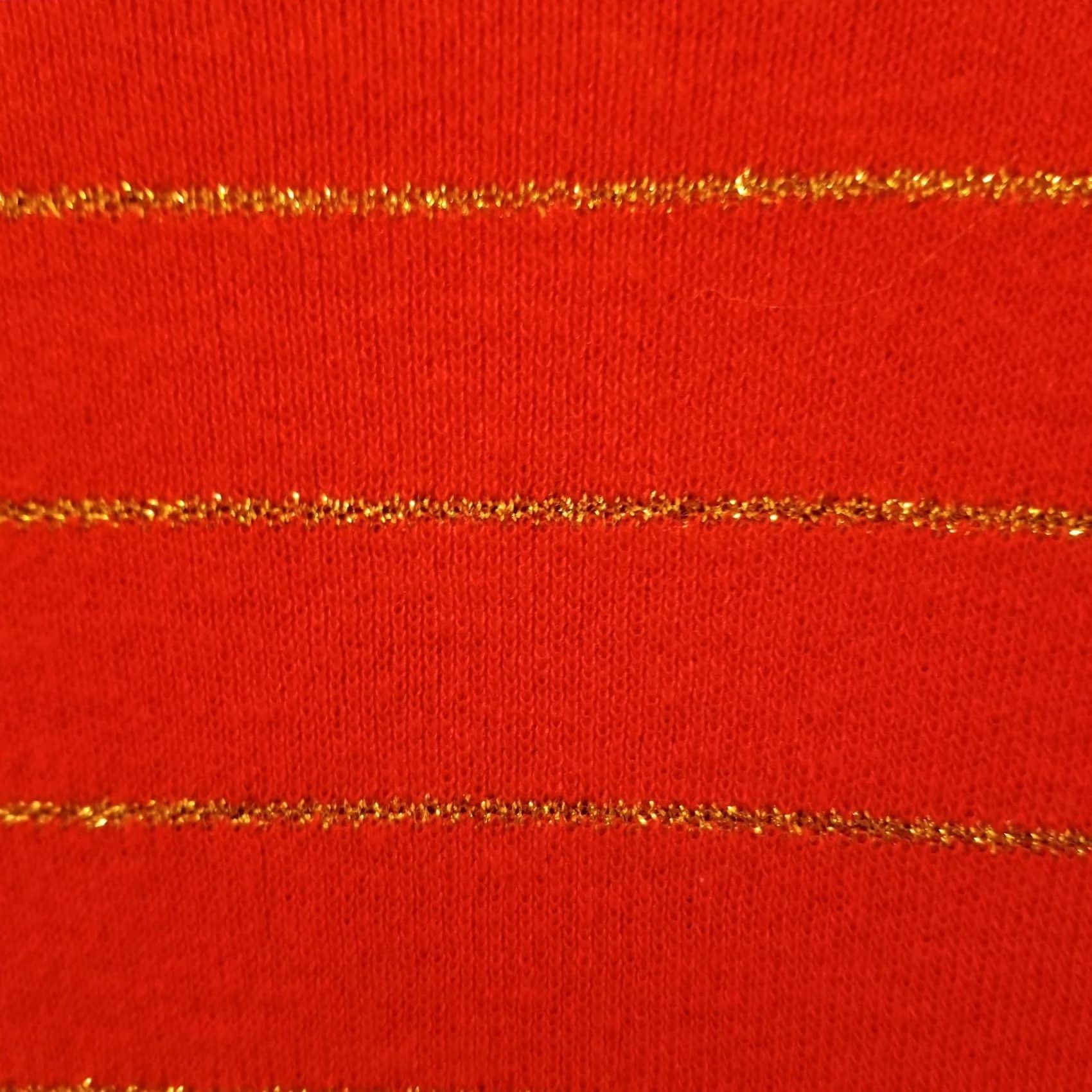 Vintage Sag Harbor Knitwear Womens PM Red Gold Striped Short Sleeve Cardigan Sweater Venues: Casual, Knitwear, Acrylic, Lightweight, Crew Neck, Relaxed Fit Size M / US 6-8 / IT 42-44 - 5 Thumbnail