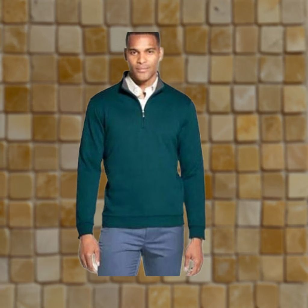 Van Heusen Van Heusen Mens L Classic Fit Flex Fleece Pullover Shirt Turquoise 1/4 ZIP Size US L / EU 52-54 / 3 - 1 Preview