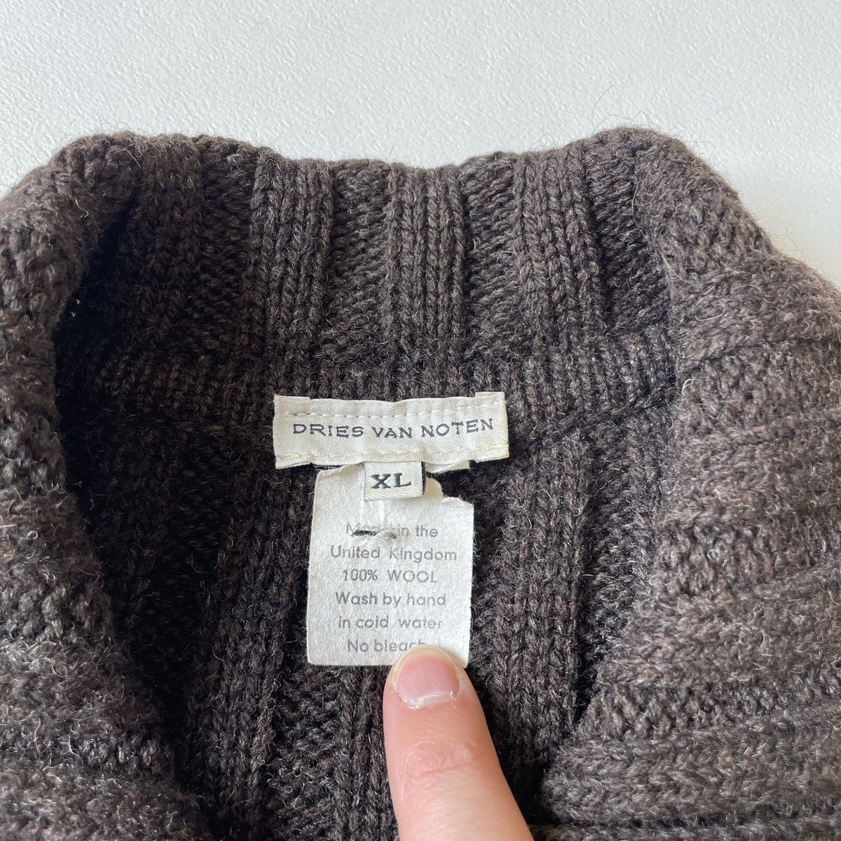 Dries Van Noten Early 2000s Brown Wool Cardigan Size US XL / EU 56 / 4 - 5 Thumbnail