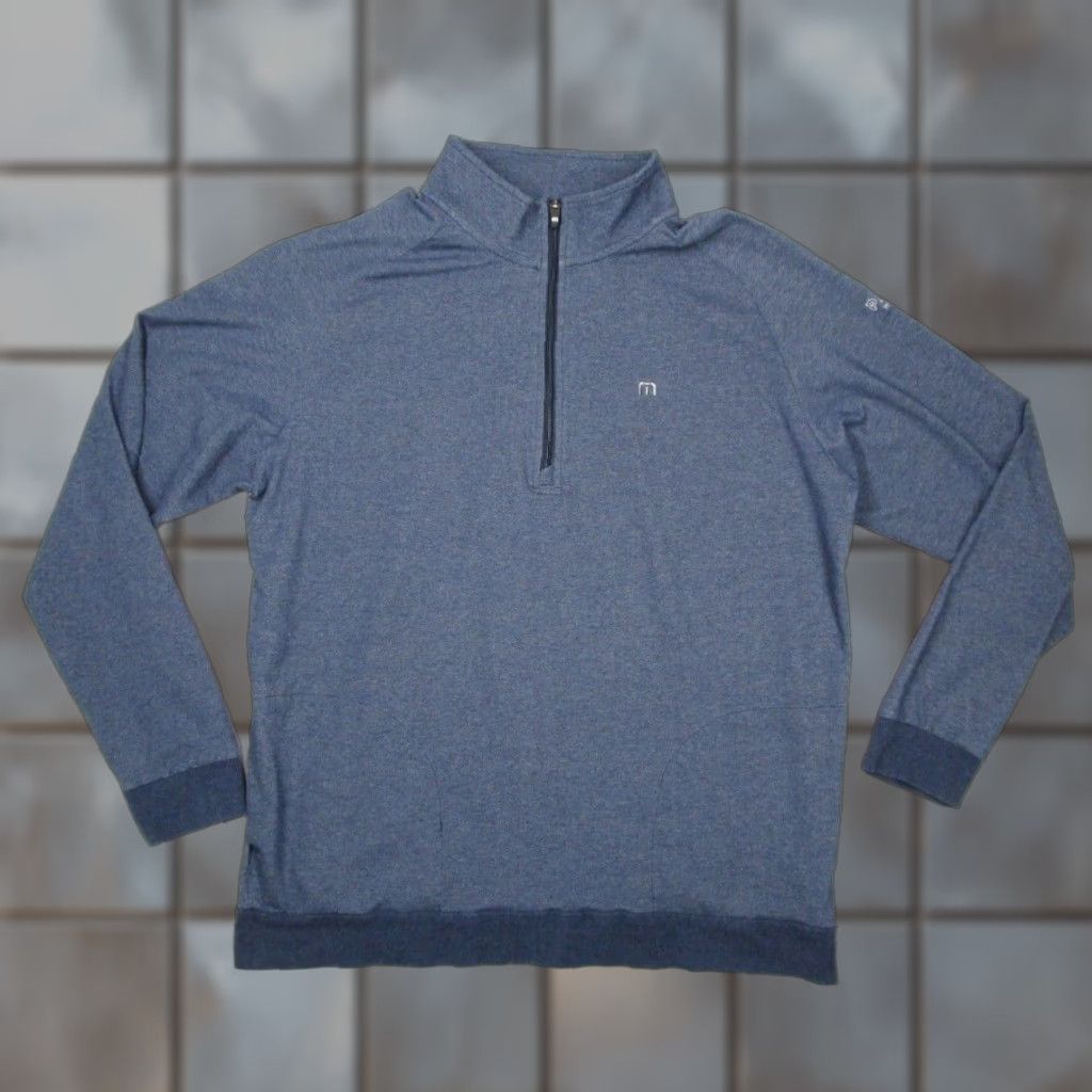 TravisMathew Travis Mathew Mens 2XL 1/4 Zip Blue Pullover Sweater Golf PASEA HOTEL Embroidered Pocket Logo Casual Travel All Seasons Cotton Blend Polyester Blend Size US XXL / EU 58 / 5 - 1 Thumbnail