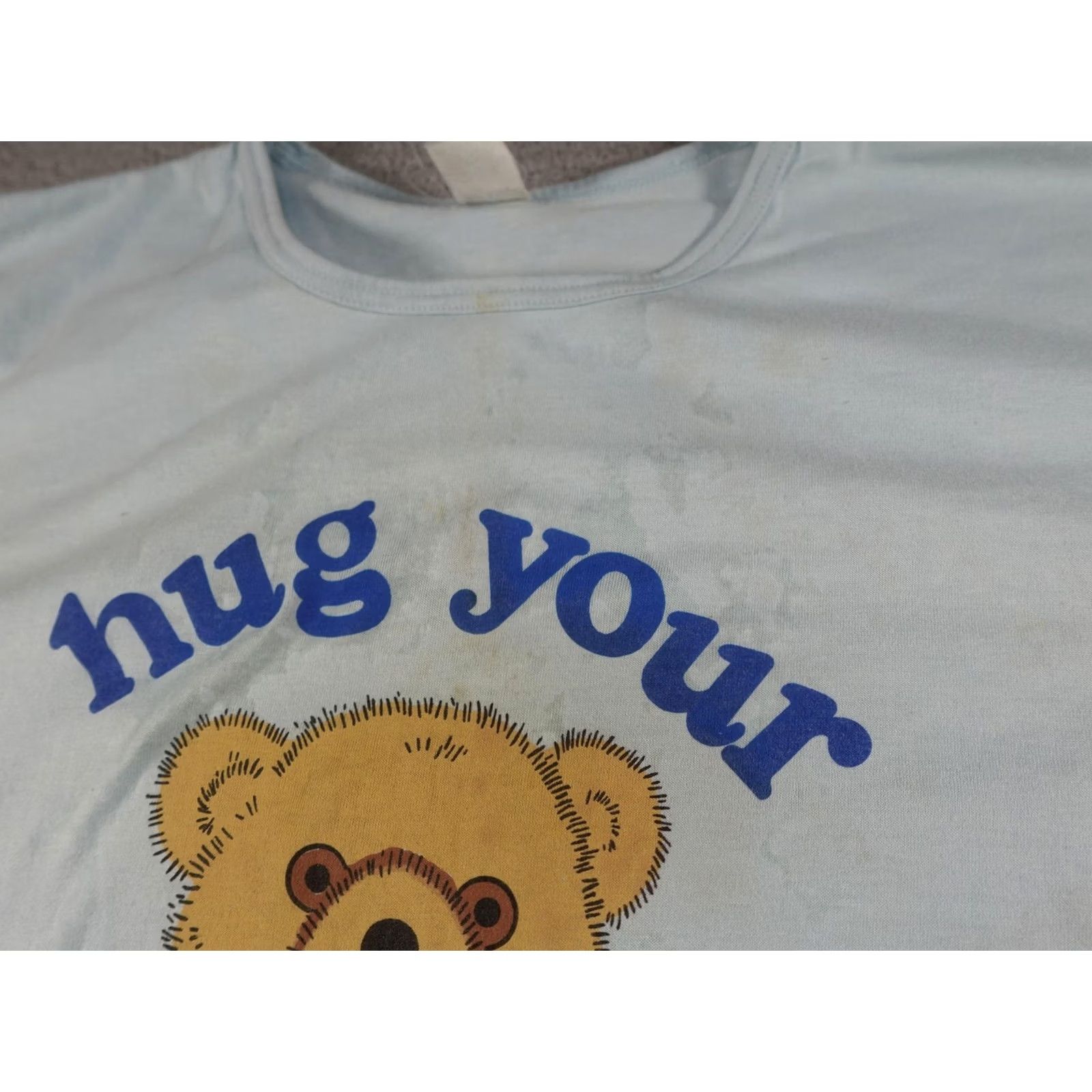 Vintage VINTAGE Hug Your Teddy Bear Graphic Shirt Womens One Size Blue KIKI Made USA 80s Size ONE SIZE - 4 Thumbnail