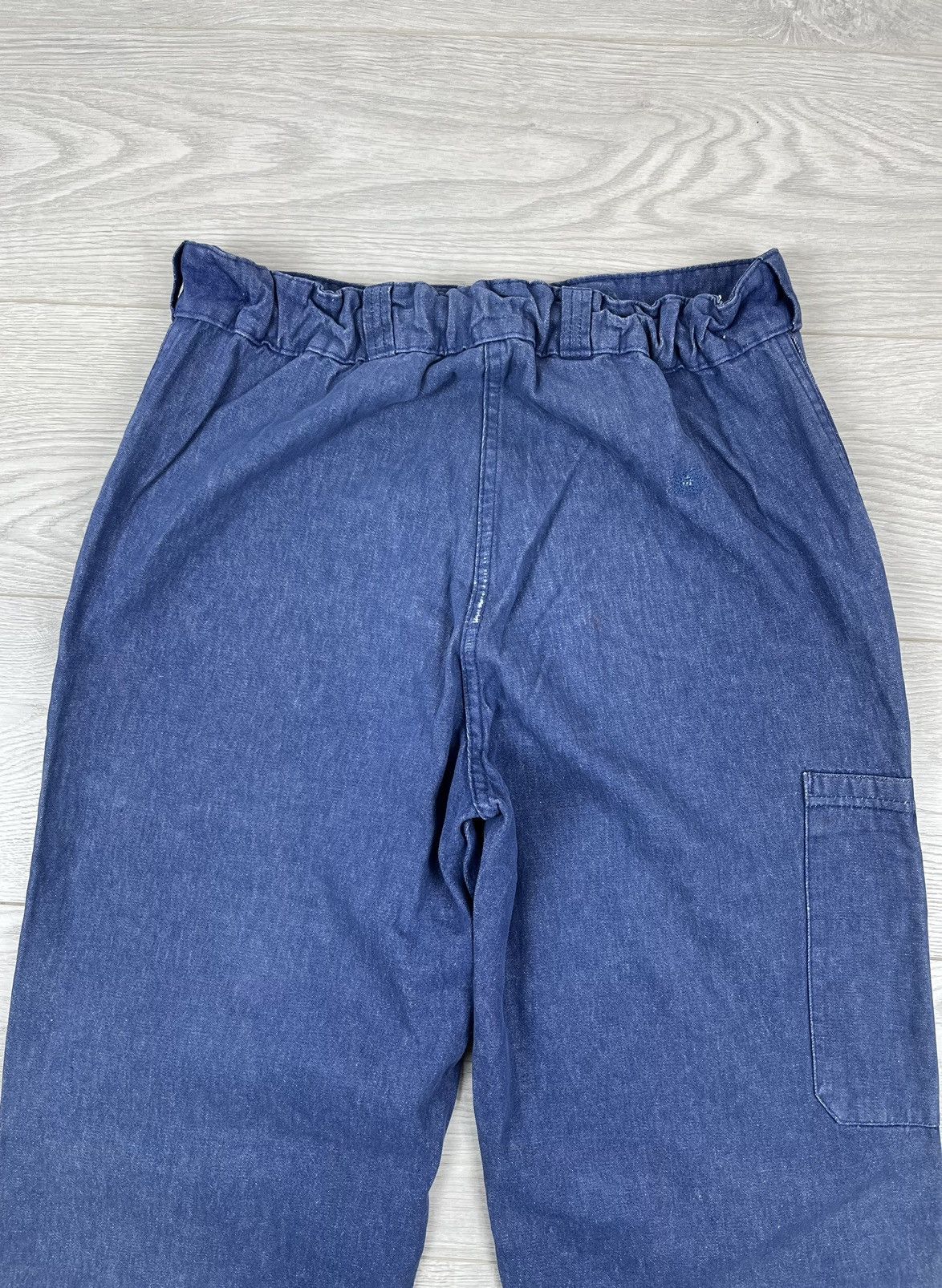 Le Laboureur Le Laboureur Vintage Blue Distressed Fade French Work Pants Size US 31 - 10 Thumbnail