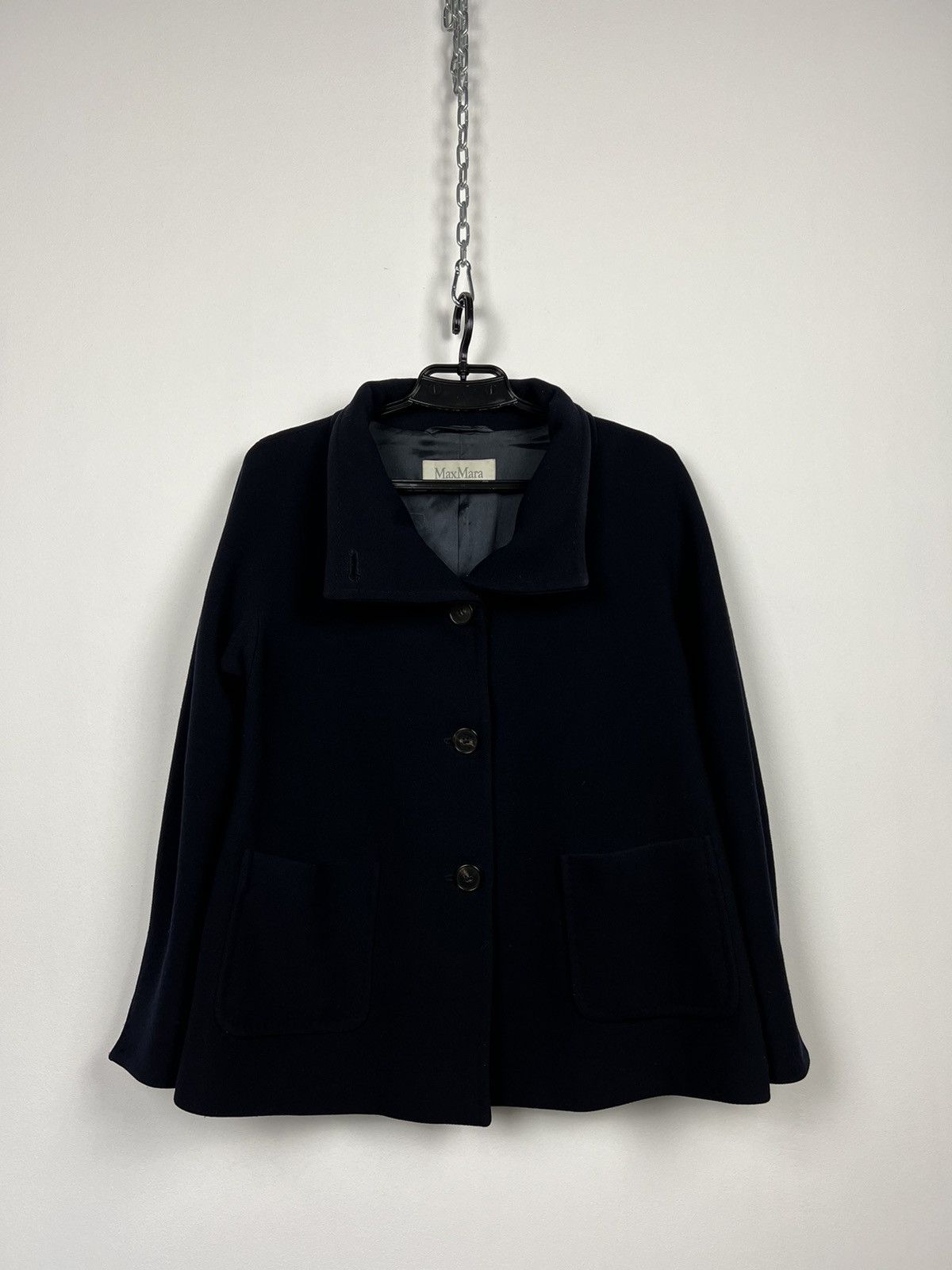 Max Mara Dark Blue Wool Blend Laveno Coat | Grailed