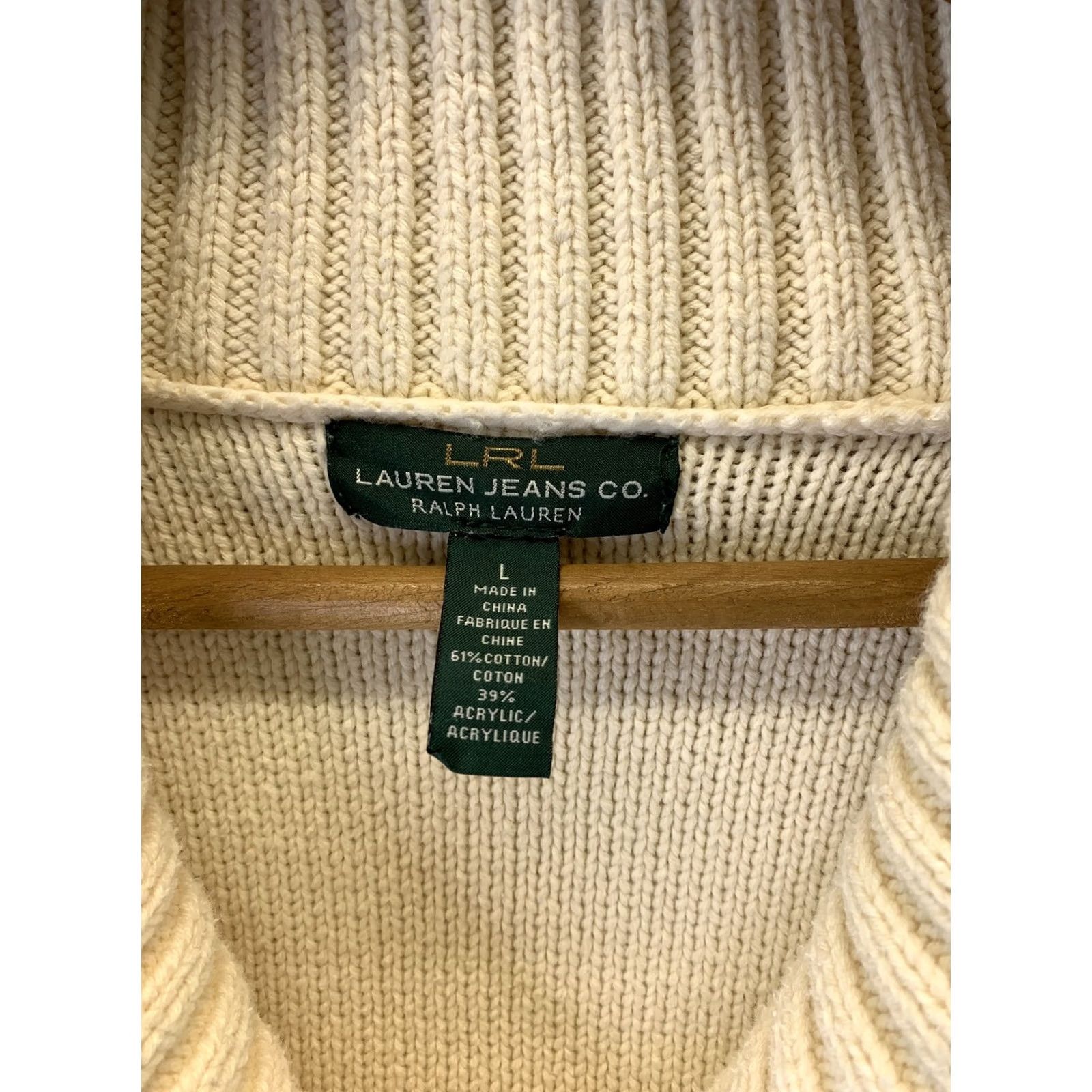Ralph Lauren Ralph Lauren LRL Women’s Ivory Knit Sweater Long Sleeve Pullover #3503 Size L / US 10 / IT 46 - 2 Thumbnail