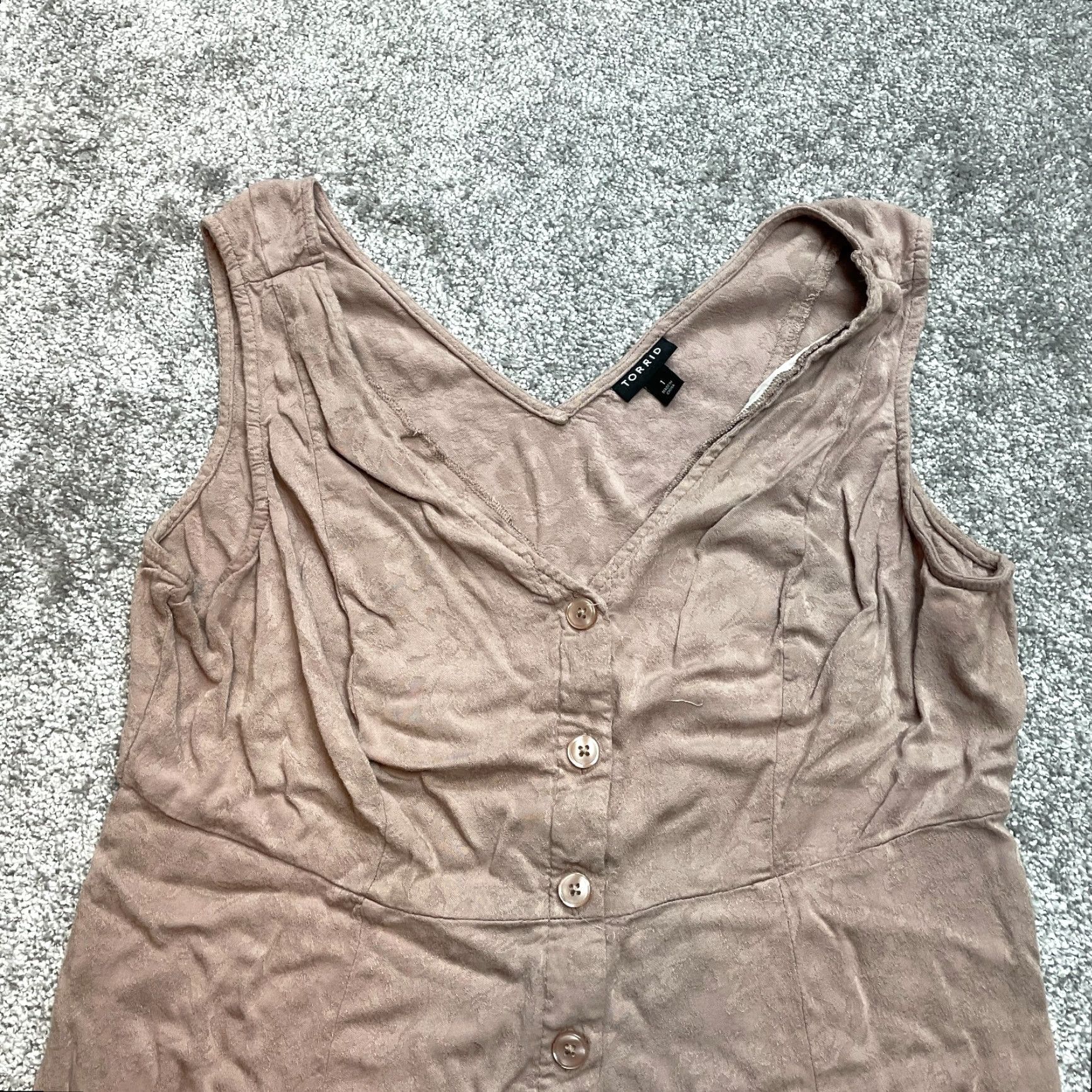 Torrid Torrid Dress Tank Dress Womens 1 Light Pink Sleeveless V-Neck Knee Length Button Up Casual Party/Cocktail Size M / US 6-8 / IT 42-44 - 3 Thumbnail