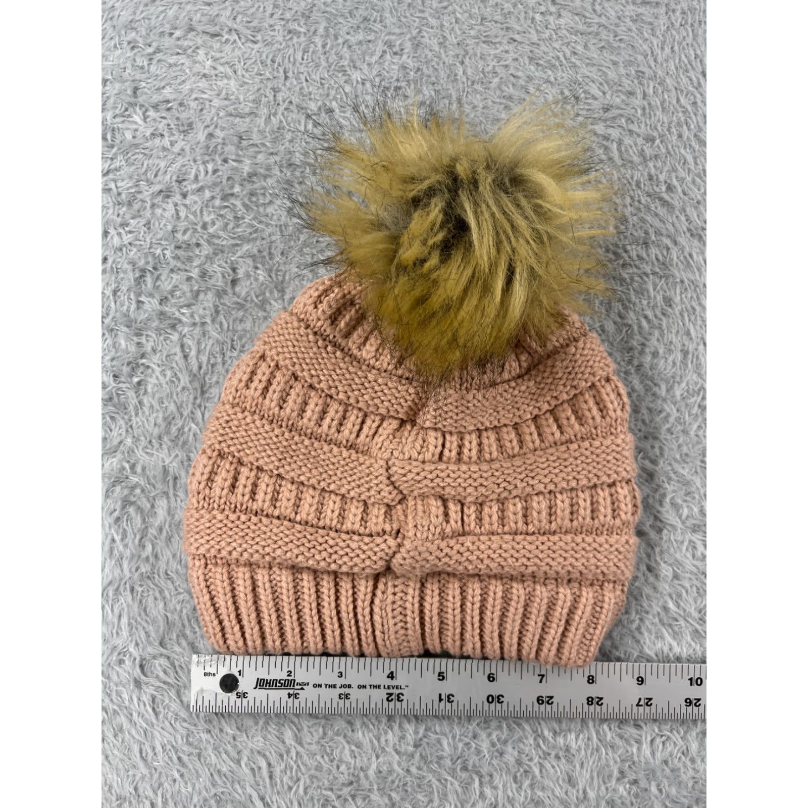 Vintage C.C Exclusive Beanie Toque Womens One Size Pink Knit 100% Acrylic Winter Ski Pom Size ONE SIZE - 5 Thumbnail