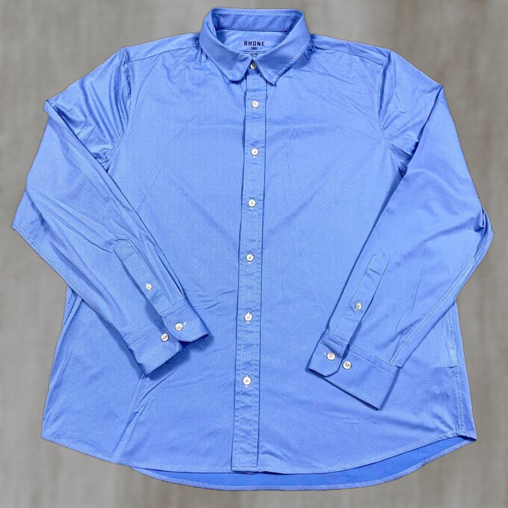 Rhone Rhone Commuter Shirt Men XL Light Blue Nylon Spandex Button Up Dress Casual Workwear Size 46R - 1 Thumbnail