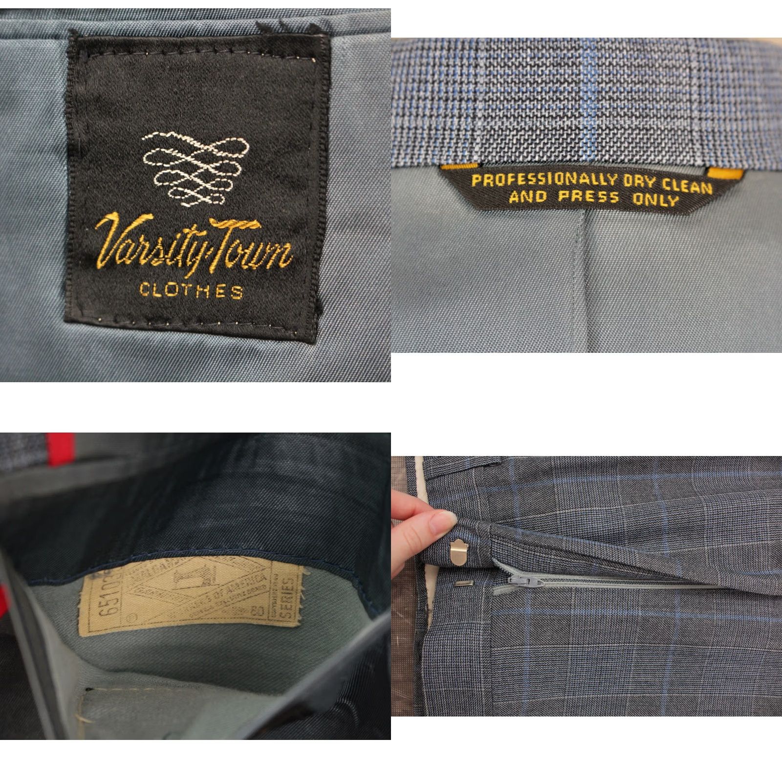 Vintage VINTAGE Mens VTG 70s Blue & Grey Plaid Leisure Suit Sz L 1970s Disco Mens L Gray Wool Blend Jacket 34" Pants 37x33 Size 42R - 9 Thumbnail