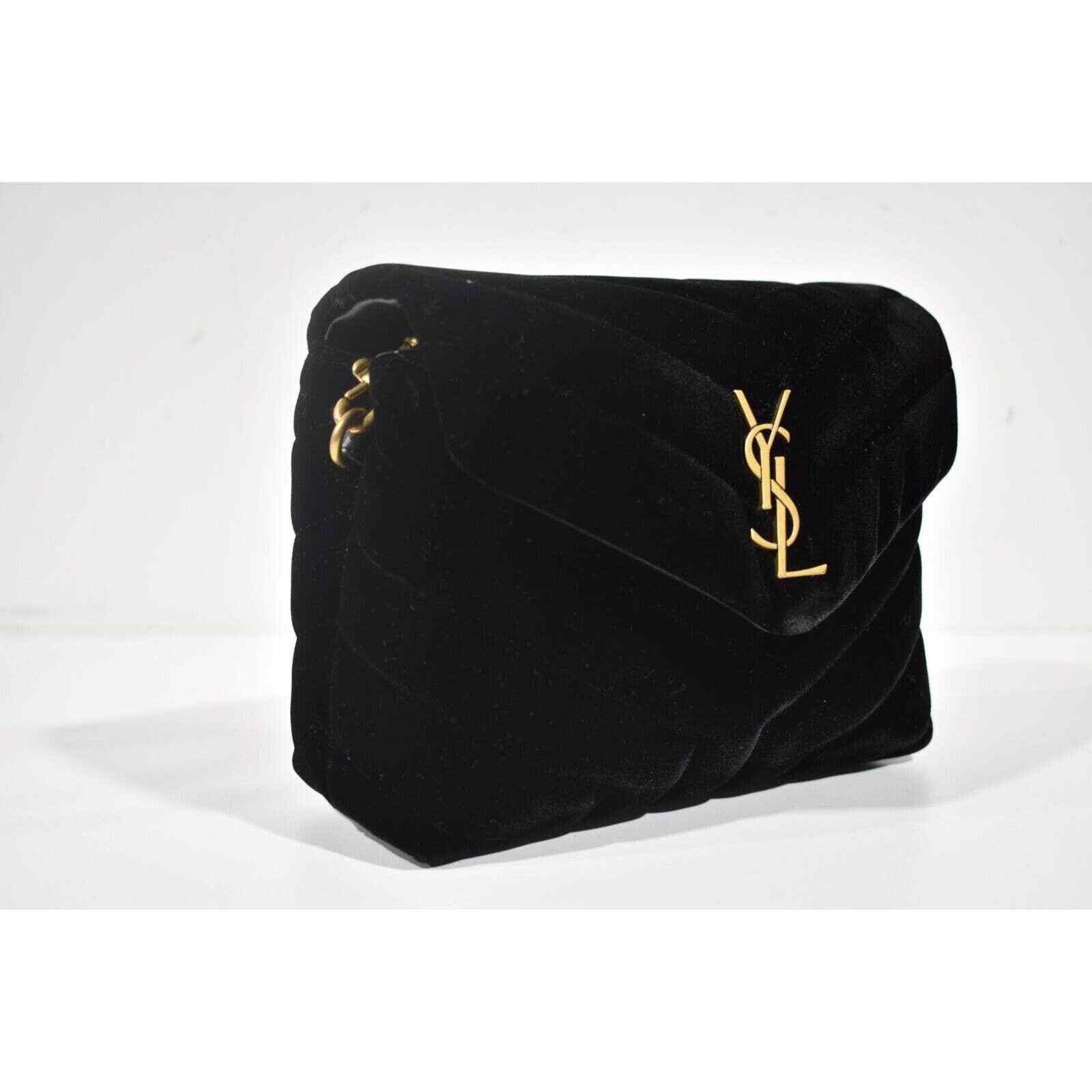 Yves Saint Laurent Saint Laurent Quilted Black Velvet Gold Crossbody Bag Size ONE SIZE - 4 Thumbnail