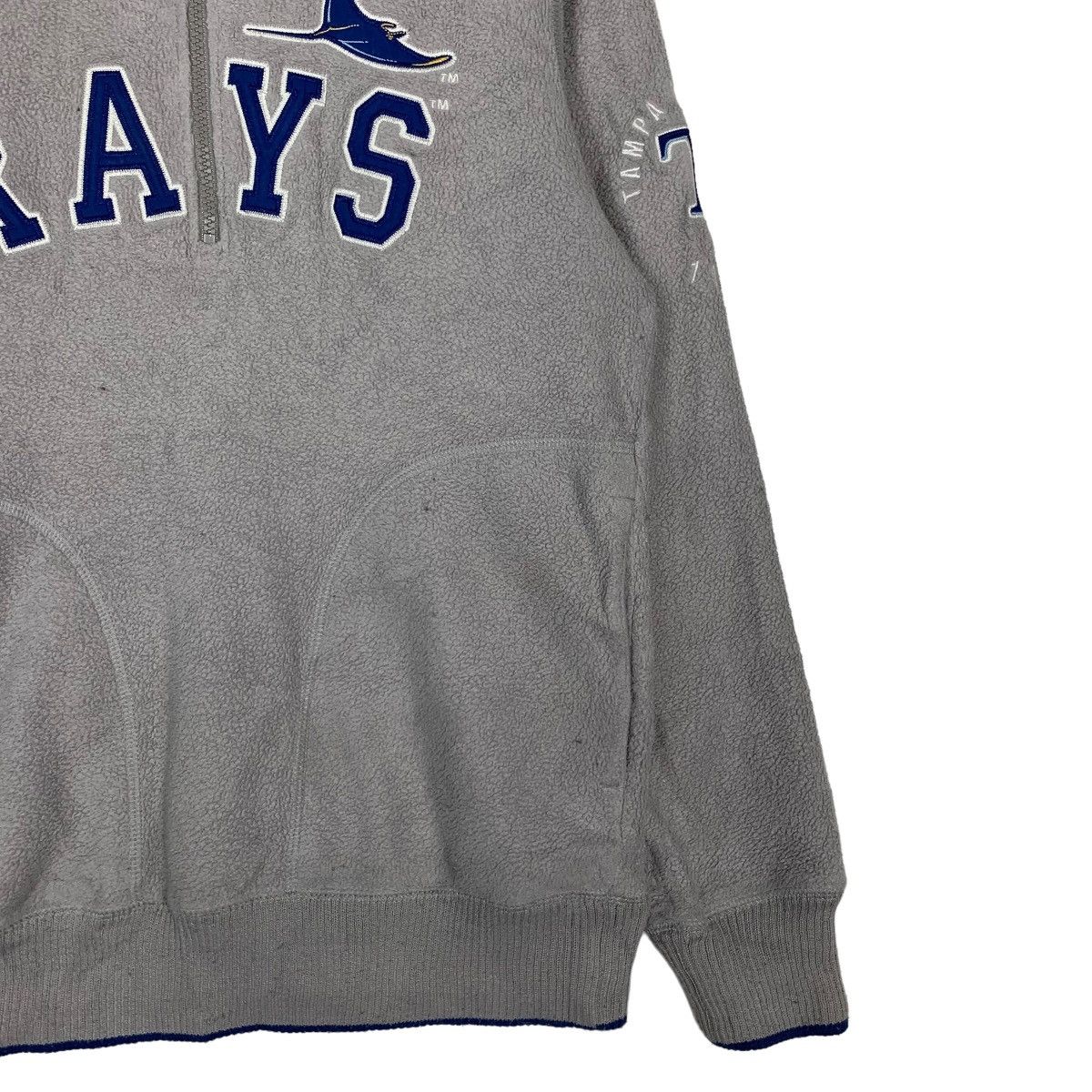 Japanese Brand MLB RAYS SPELLOUT BIG LOGO HALF ZIP FLEECE SWEATER #0005-C1 Size US M / EU 48-50 / 2 - 5 Thumbnail