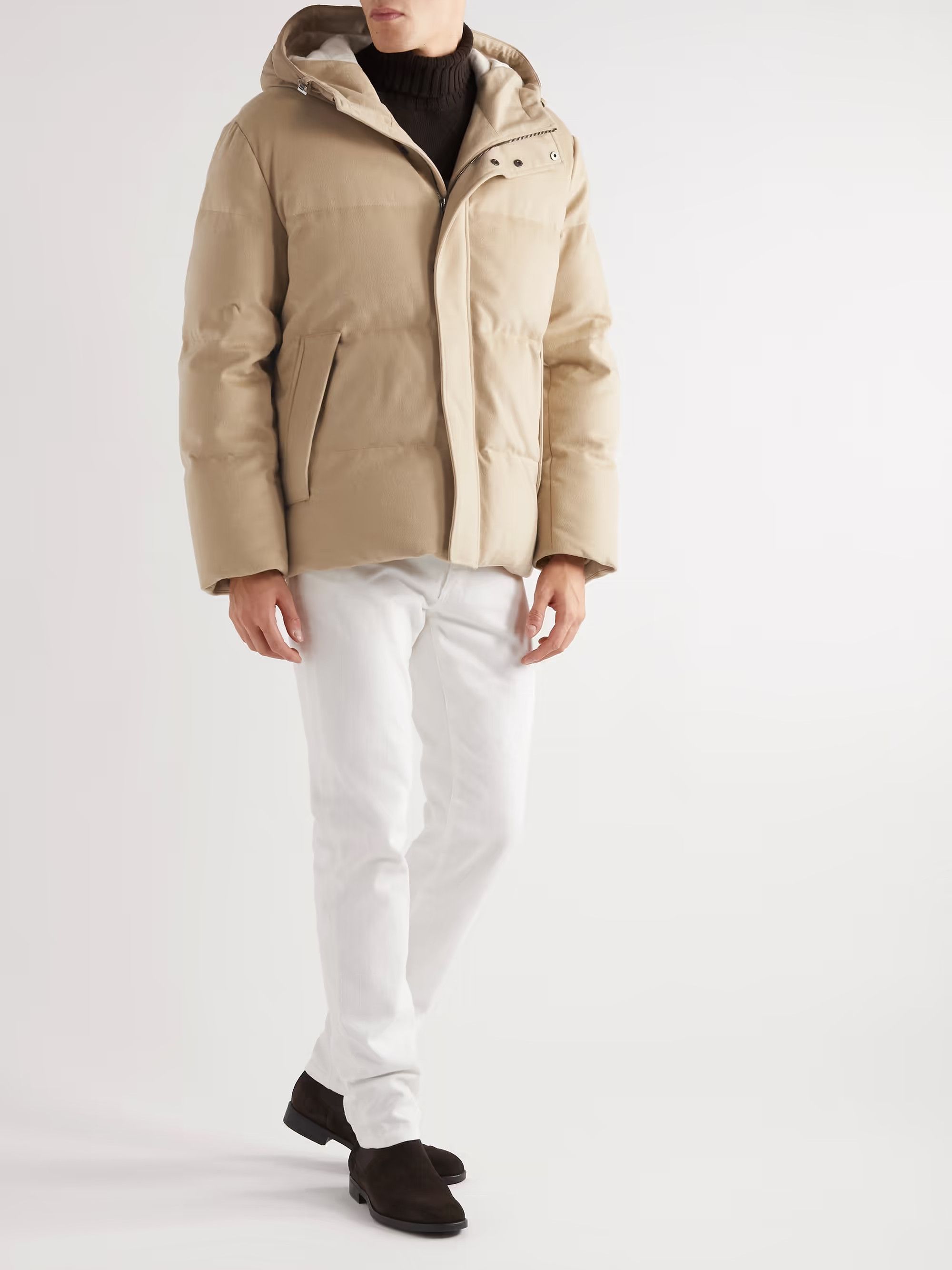 Loro Piana o1w1db10724 Snow Wander Bomber Jacket in Beige Size US XL / EU 56 / 4 - 2 Thumbnail