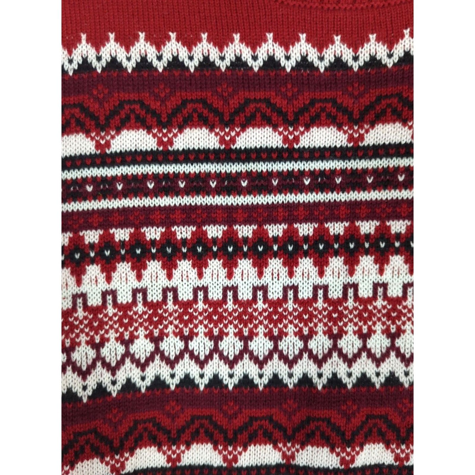 Croft & Barrow Croft Barrow Sweater Medium Red Long Sleeve Crew Neck Stripe Fair Isle Christmas Pullover Womens Size M / US 6-8 / IT 42-44 - 3 Thumbnail