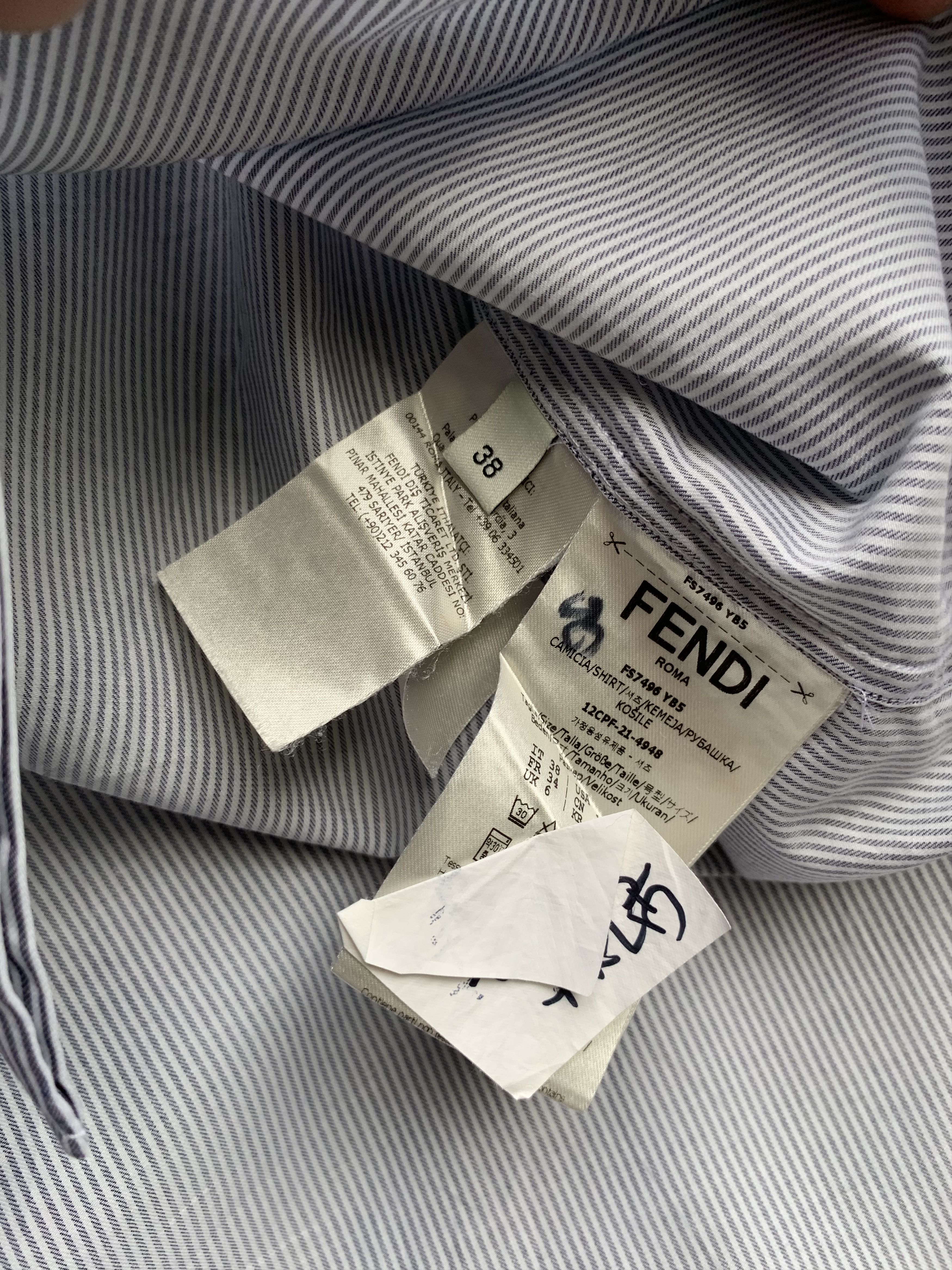 Fendi Fendi Blouse Pinstripes Button Down Cotton Shirt Size L / US 10 / IT 46 - 9 Thumbnail