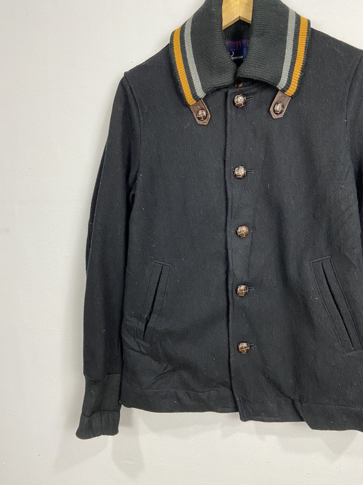 Fred Perry × Other Fred Perry Black Mustard Ribbed Wool Jacket Size US S / EU 44-46 / 1 - 2 Thumbnail