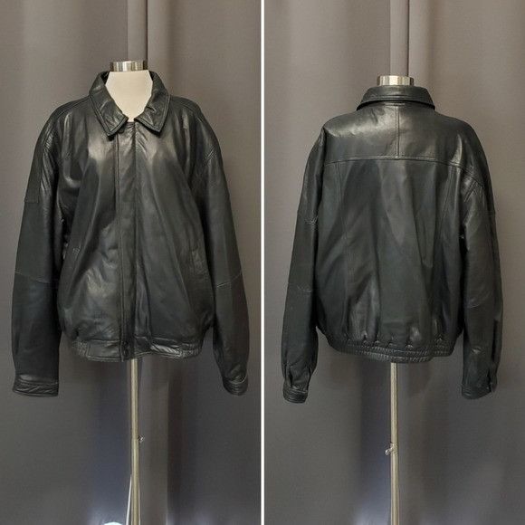 Vintage Vintage 90s y2k Black Leather Car Coat Racer Racing Coat Size US XXL / EU 58 / 5 - 1 Thumbnail