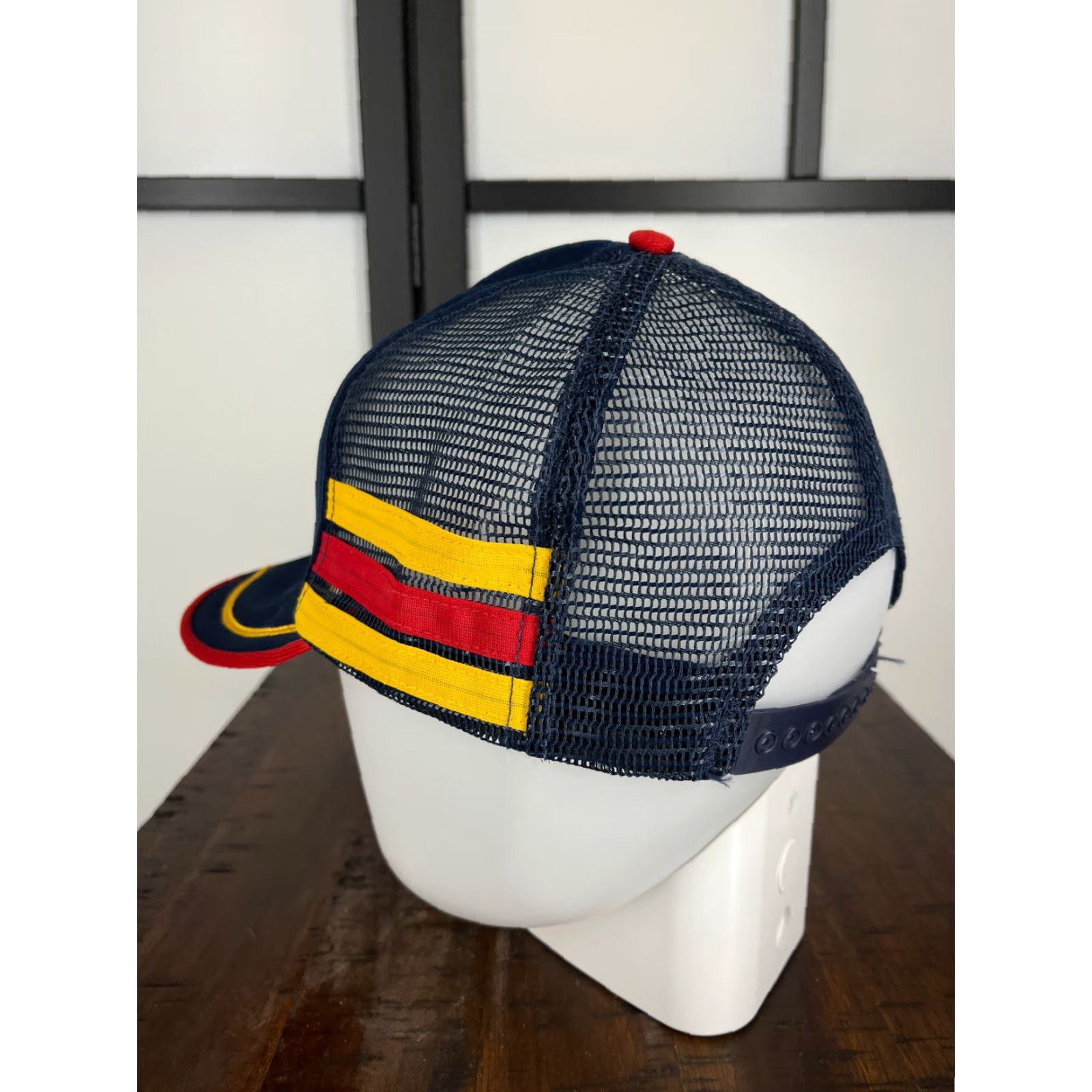 Vintage VTG Menlo Rexford Coop Hat Cap Snap Back Adult One Size Blue Red Trucker Stripe Hat Size ONE SIZE - 5 Thumbnail