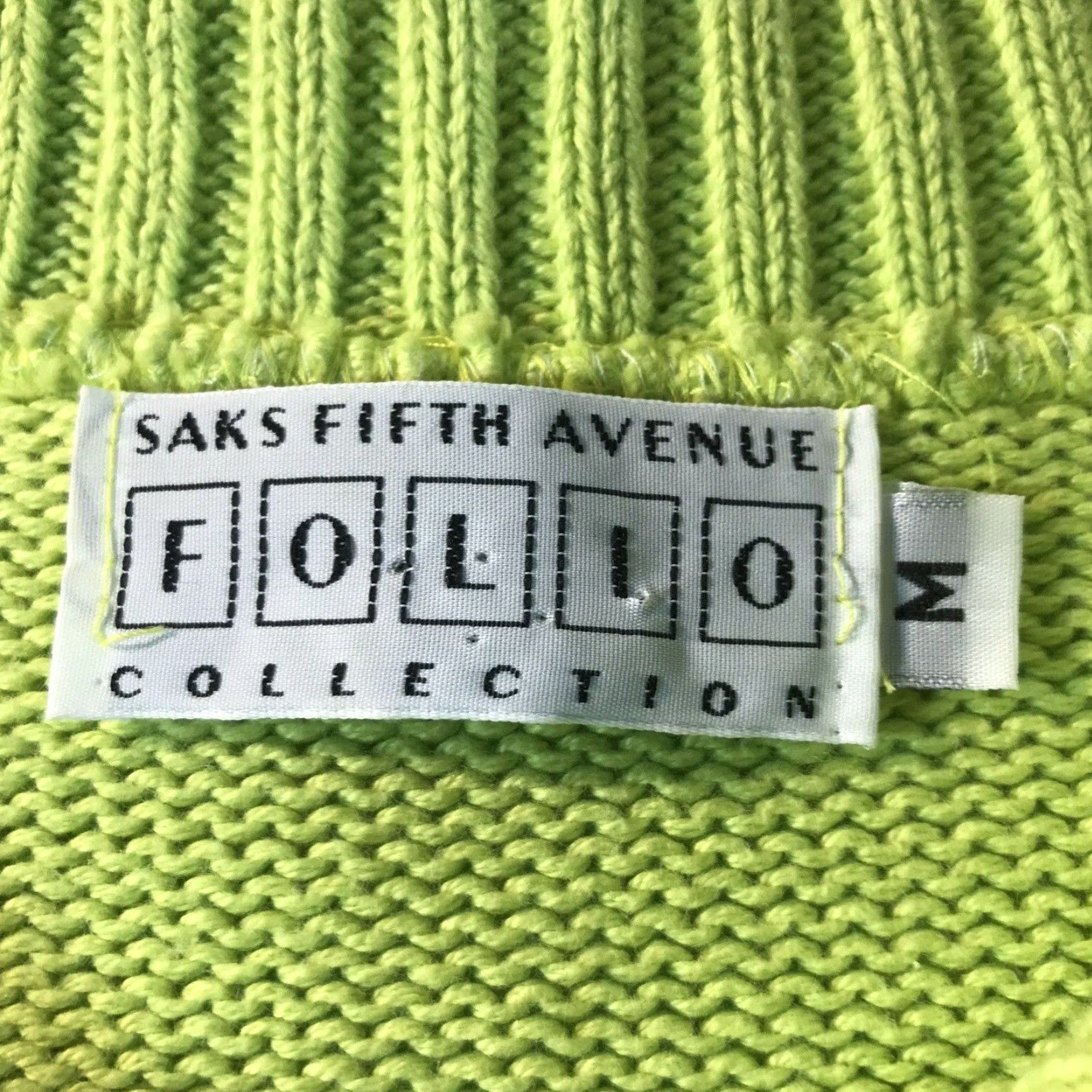 Saks Fifth Avenue VINTAGE Saks Fifth Avenue Women's Cardigan Sweater Fall Winter Spring Casual M Lime Green Cotton Knit Button US Size M / US 6-8 / IT 42-44 - 3 Thumbnail