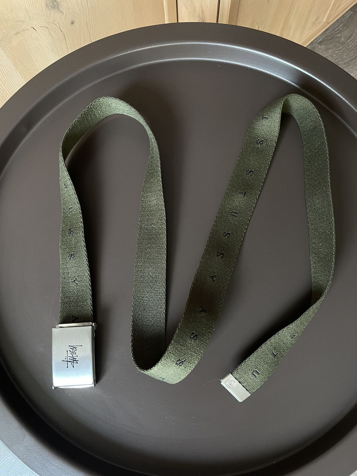 Stussy letter monogram khaki logo print belt Japanese style