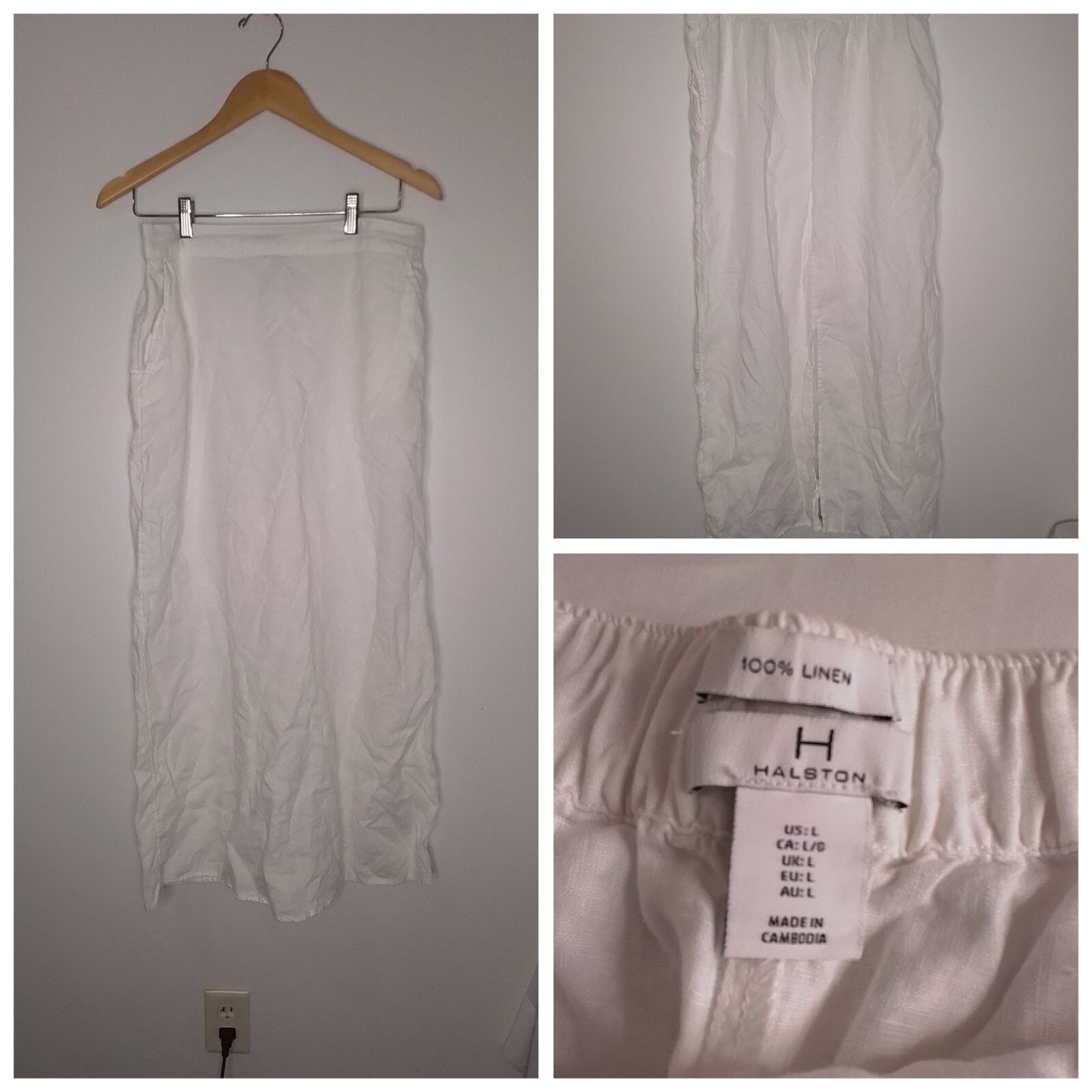 Halston Halston Women's Linen Slip Skirt Large White Size 32" / US 10 / IT 46 - 1 Thumbnail
