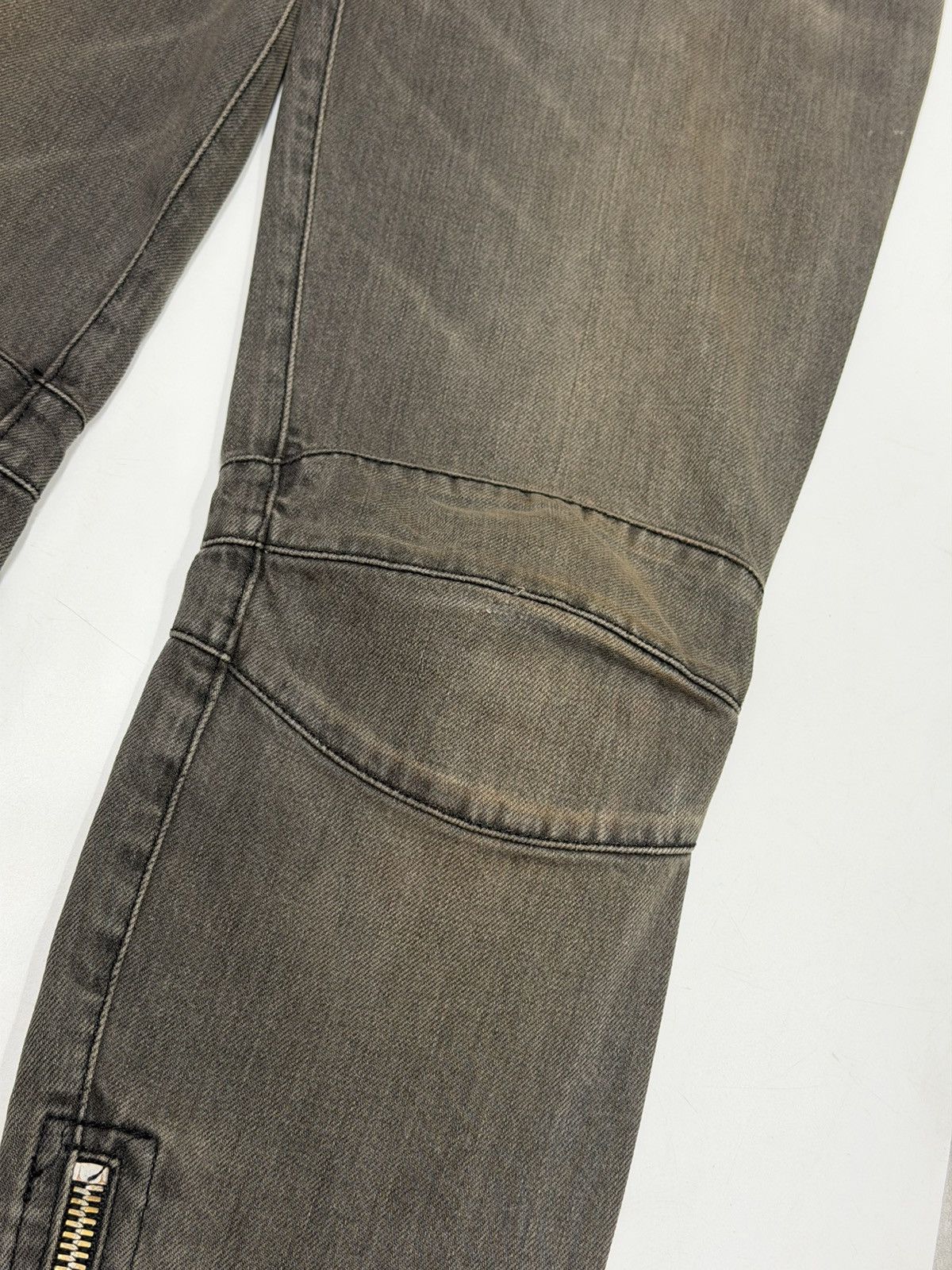 Balmain BALMAIN Decarnin SS 2010 Oil Stained Runway Biker Zip Jeans Size US 28 / EU 44 - 11 Thumbnail